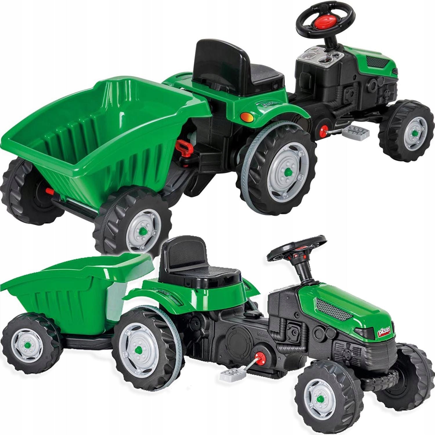 Trettraktor mit Anhänger 07 316, grün 