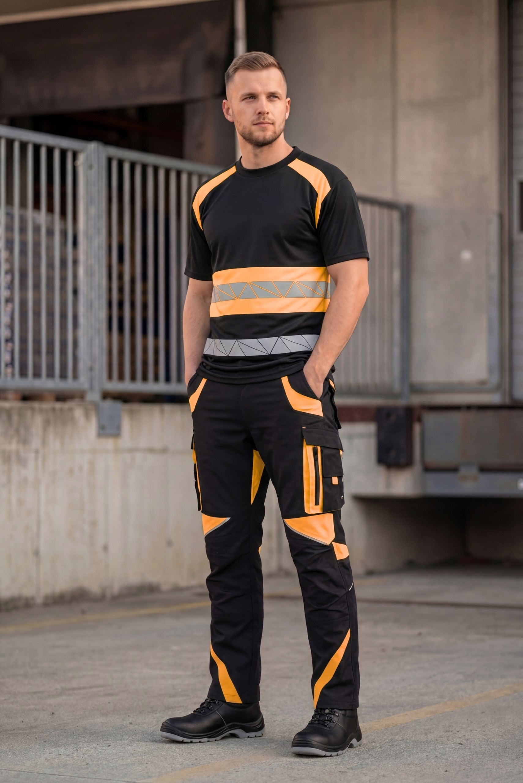 OHS PROTECTIVE WORK PANTS Men's ELASTIC Stretch REFLECTIVE STRONG Packaging status original