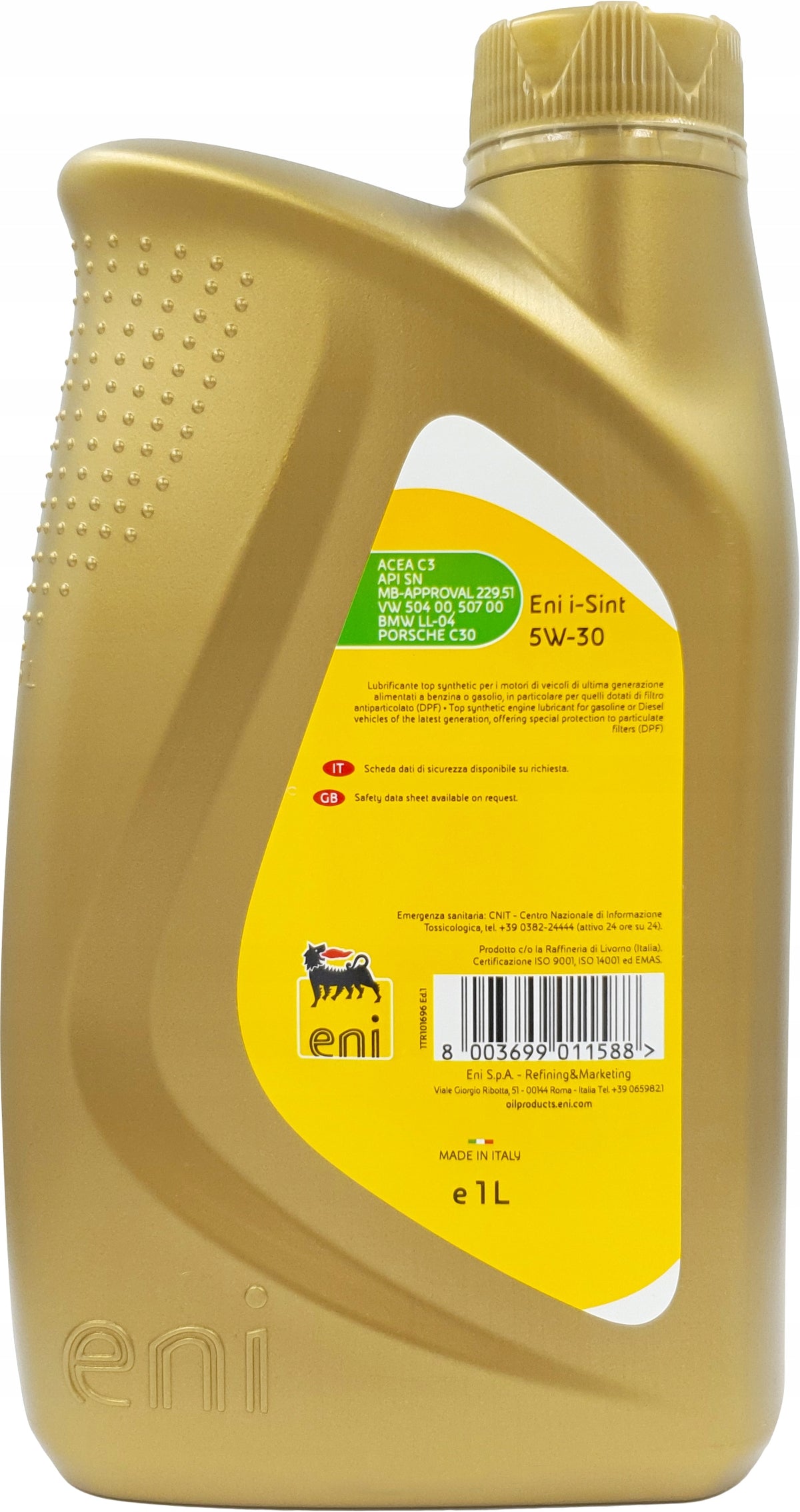 OIL 5W-30 ENI I-SINT 1 LT Packaging volume 1 l