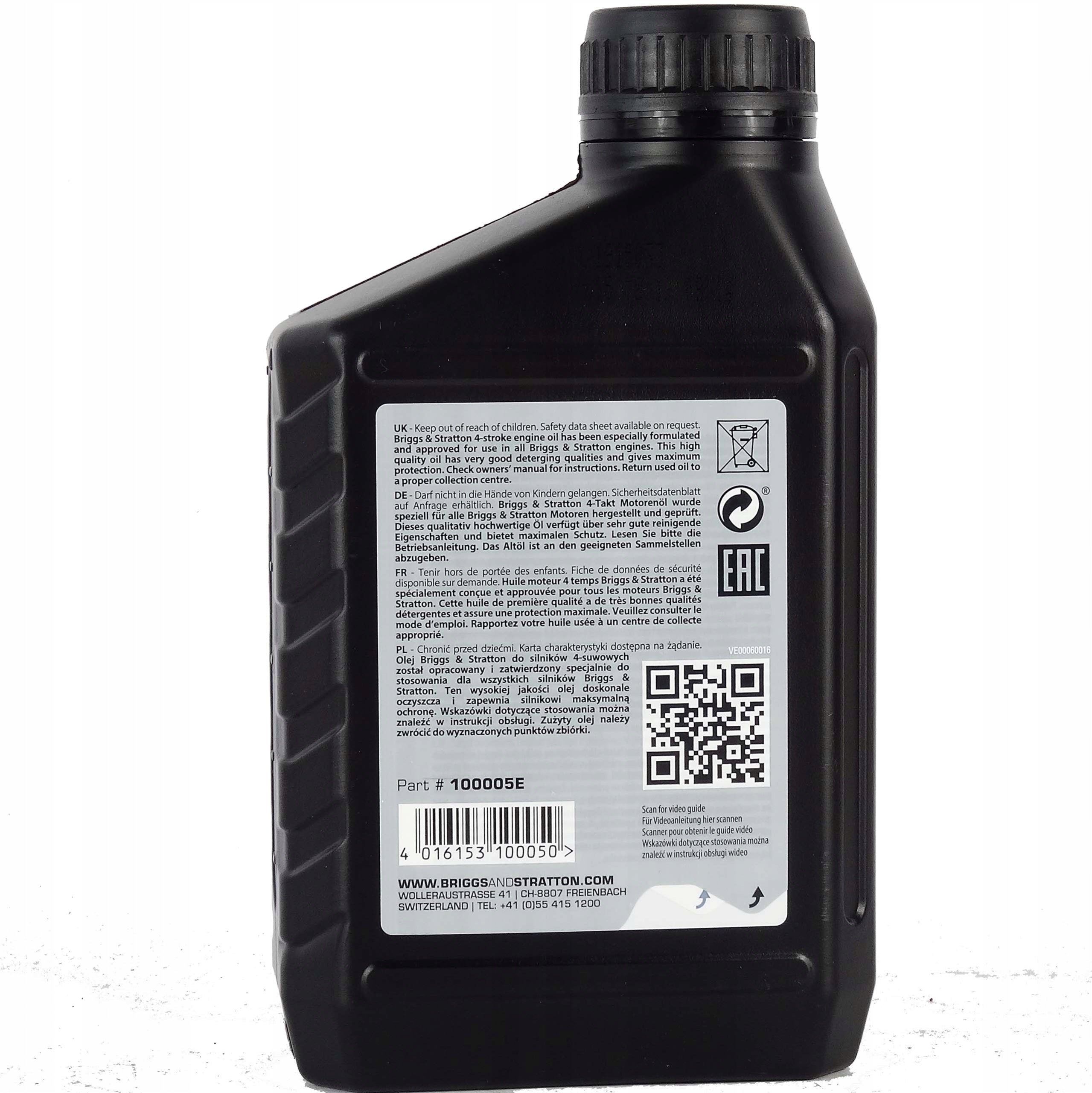 OIL FOR MOWER BRIGGS&STRATTON 100005E SAE30 0,6L Product weight with unit packaging 1 kg