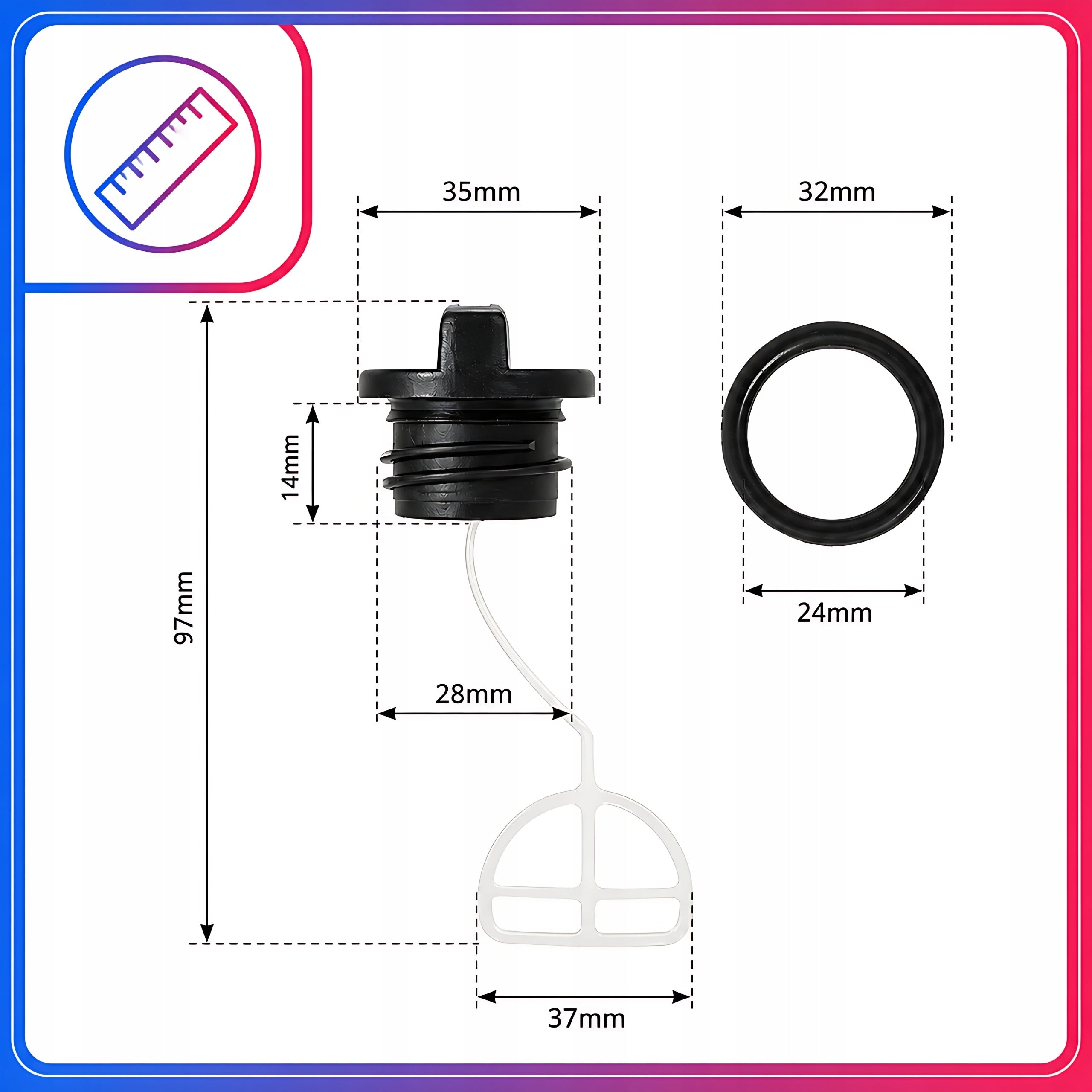 OIL + FUEL CAP FOR CHINESE CHAINSAW COMBUSTION SAW NAC CS4500 5200 Product weight with unit packaging 0.02 kg