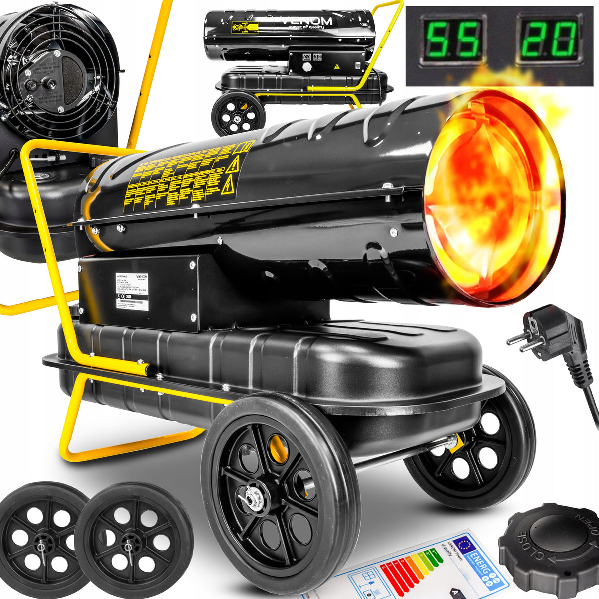 OIL HEATER 25KW VENOM DIESEL BLOWER DISPLAY LCD