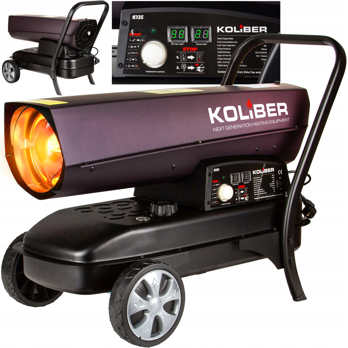 OIL HEATER 40kW COMBUSTION BLOWER THERMOSTAT LCD GREENHOUSE TUNNEL