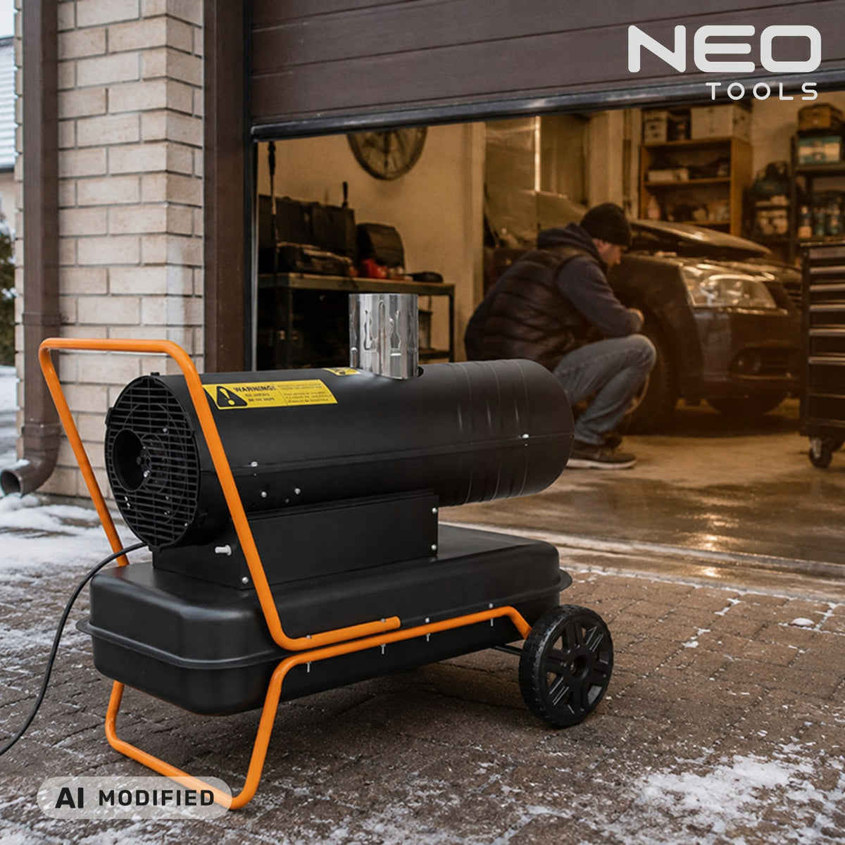 OIL HEATER DIESEL BLOWER 20KW 36L CHIMNEY THERMOSTAT NEO TOOLS Packaging status original