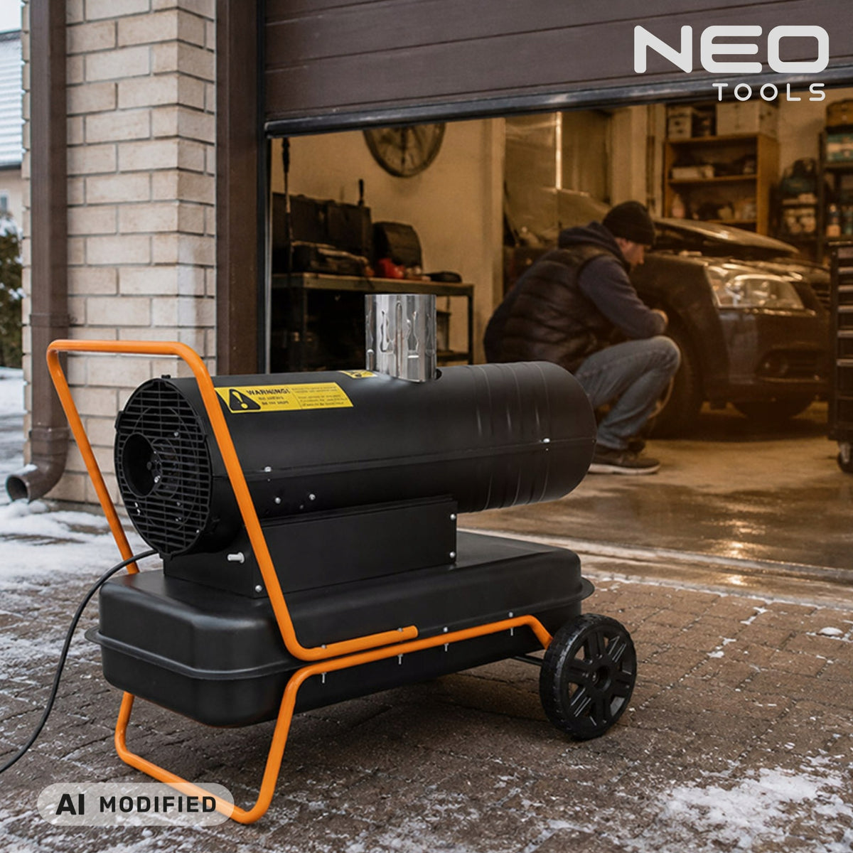 OIL HEATER DIESEL BLOWER 30KW 56L CHIMNEY THERMOSTAT NEO TOOLS Packaging status original