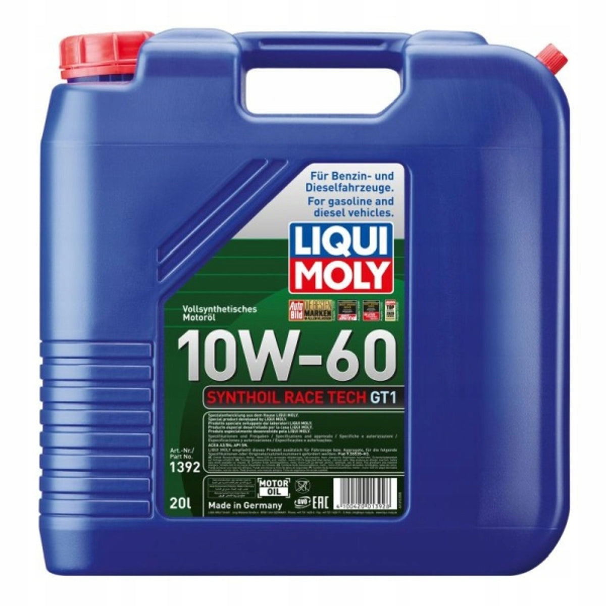 OIL LQM 10W-60 SYNTHOIL RACETECH GT1 20 1392 Packaging volume 20 l