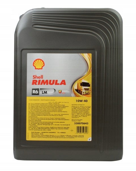 OIL SHELL 10W40 20L RIMULA R6 LM / JERRY CAN / TRUCKS