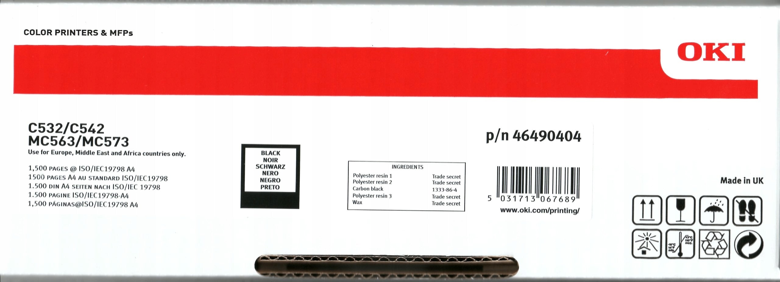 OKI C532/C542/MC563/MC573 Black Toner 46490404