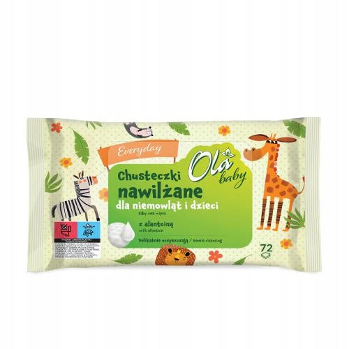 OLA BABY Wet wipes for babies and children Everyday, 72 pieces