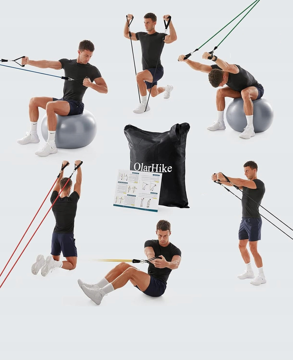 OLARHIKE RESISTANCE BAND SET FOR FITNESS TRAINING EXERCISES PREMIUM HANDLE Color multicolor
