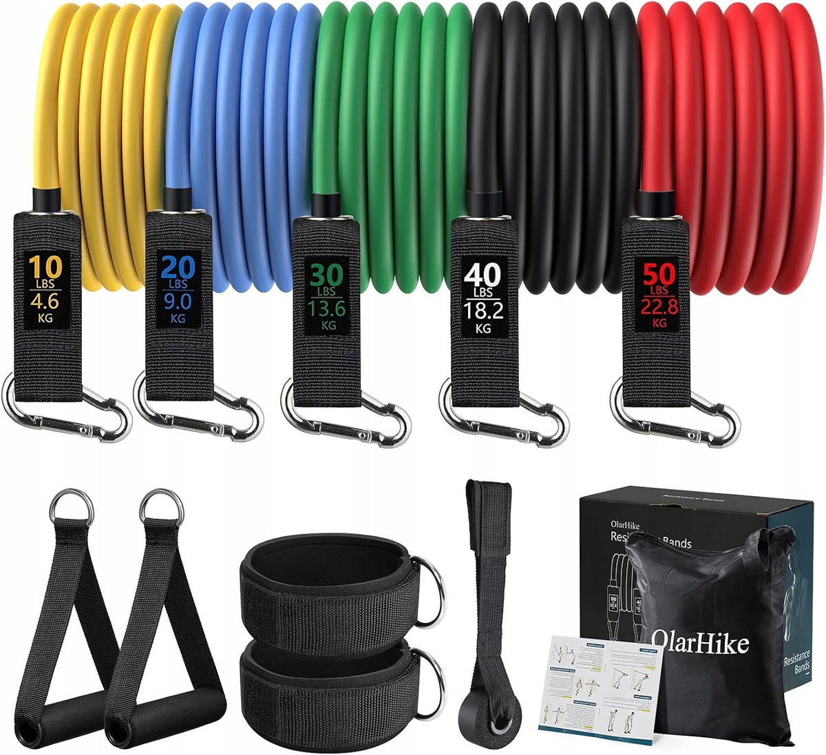 OLARHIKE RESISTANCE BAND SET FOR FITNESS TRAINING EXERCISES PREMIUM HANDLE