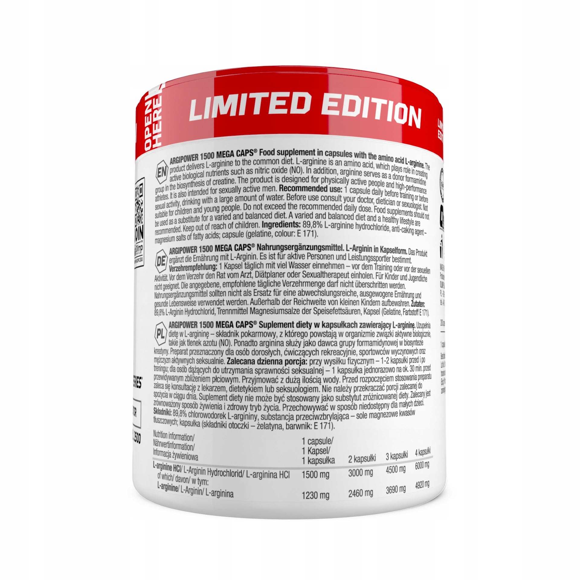 OLIMP ARGI POWER 1500 MC 200caps L-ARGININA AAKG AMINO ACIDS 120 SERVINGS Packaging status original