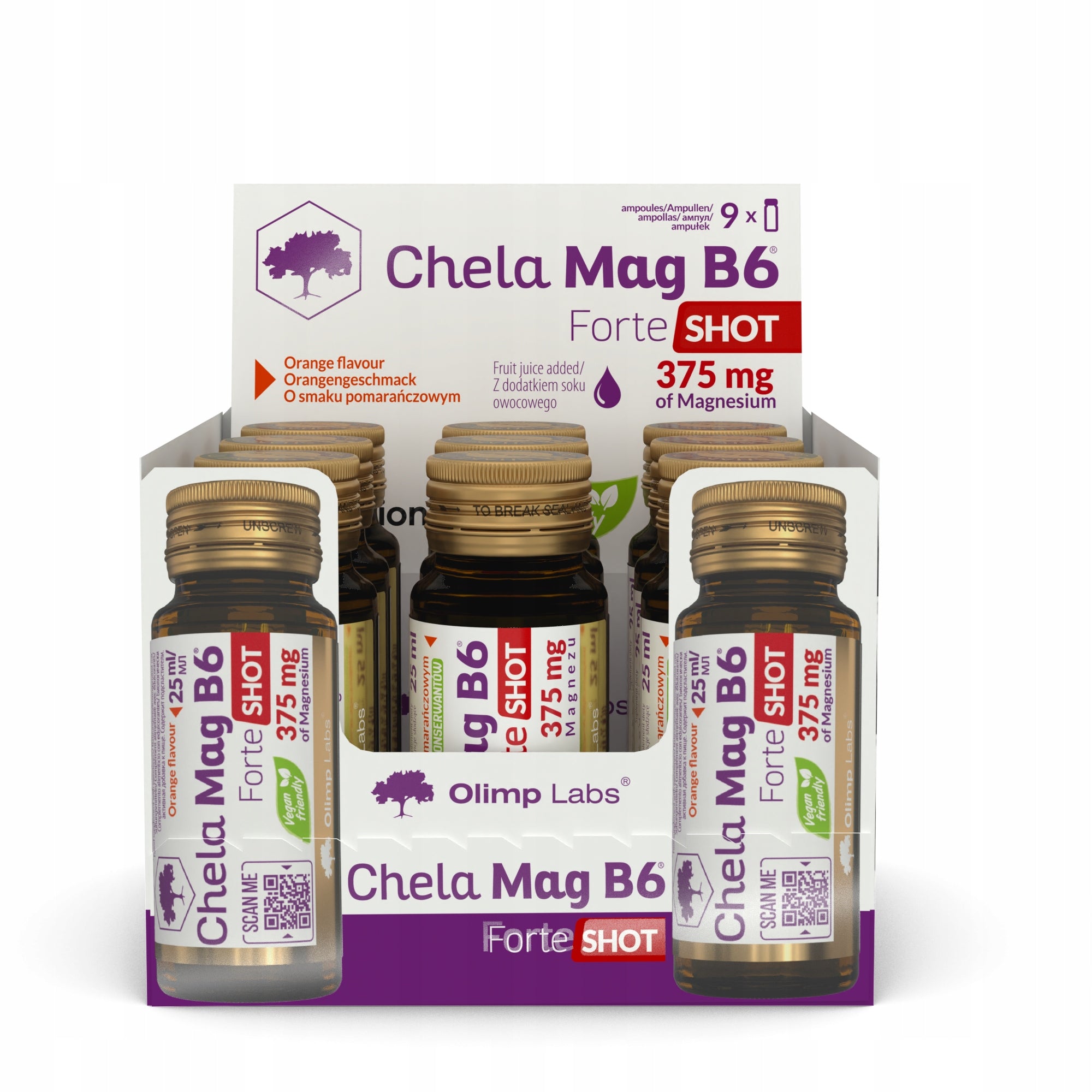 OLIMP CHELA MAG B6 FORTE SHOT 9x25ml MAGNESIUM BISGLYATE VITAMINS MINERALS Manufacturer code 5901330089060