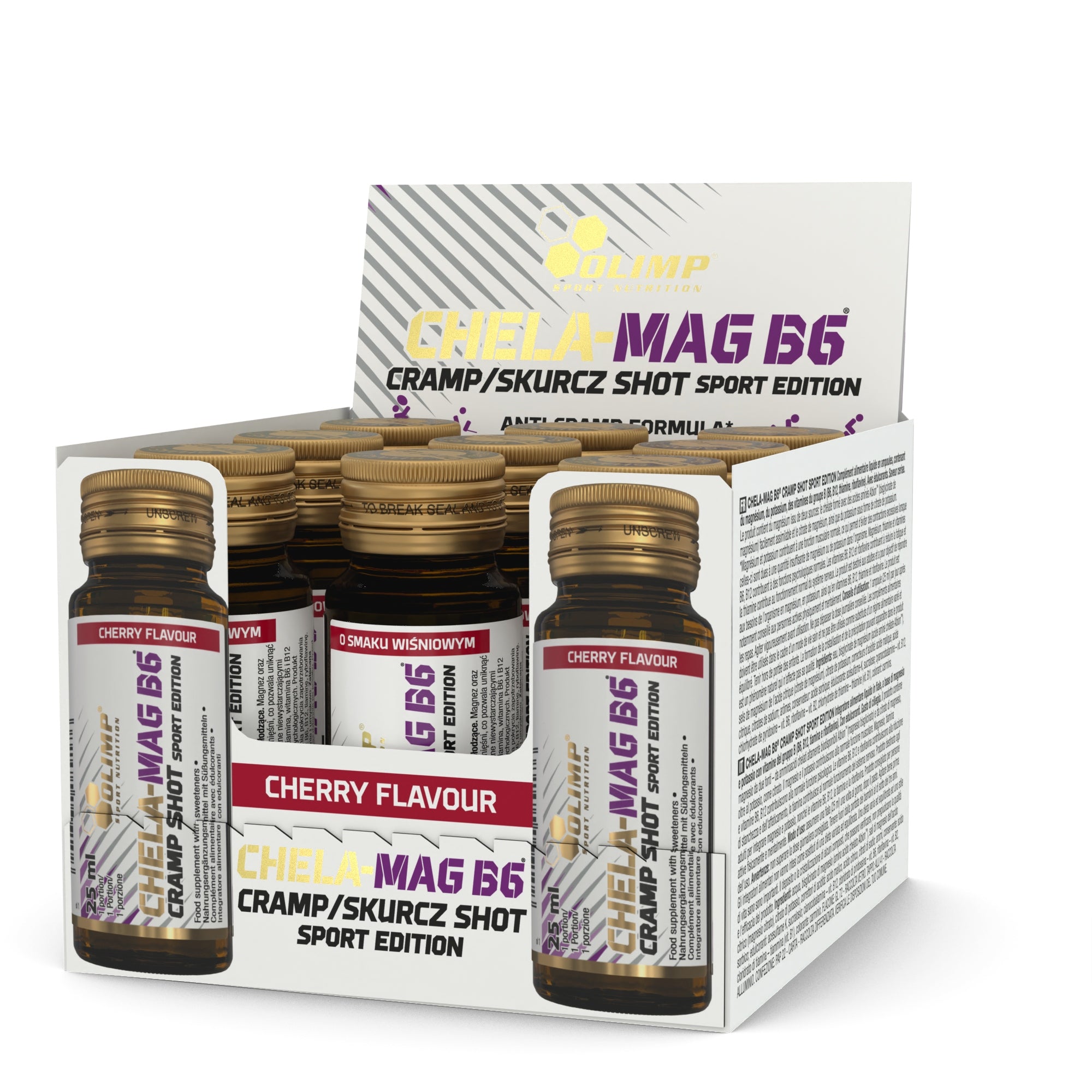 OLIMP CHELA-MAG B6 SHOT CONTRACTION 9x25ml MAGNESIUM BISGLIKINATE POTASSIUM VITAMIN Expiration date at least 1 year from the date of purchase