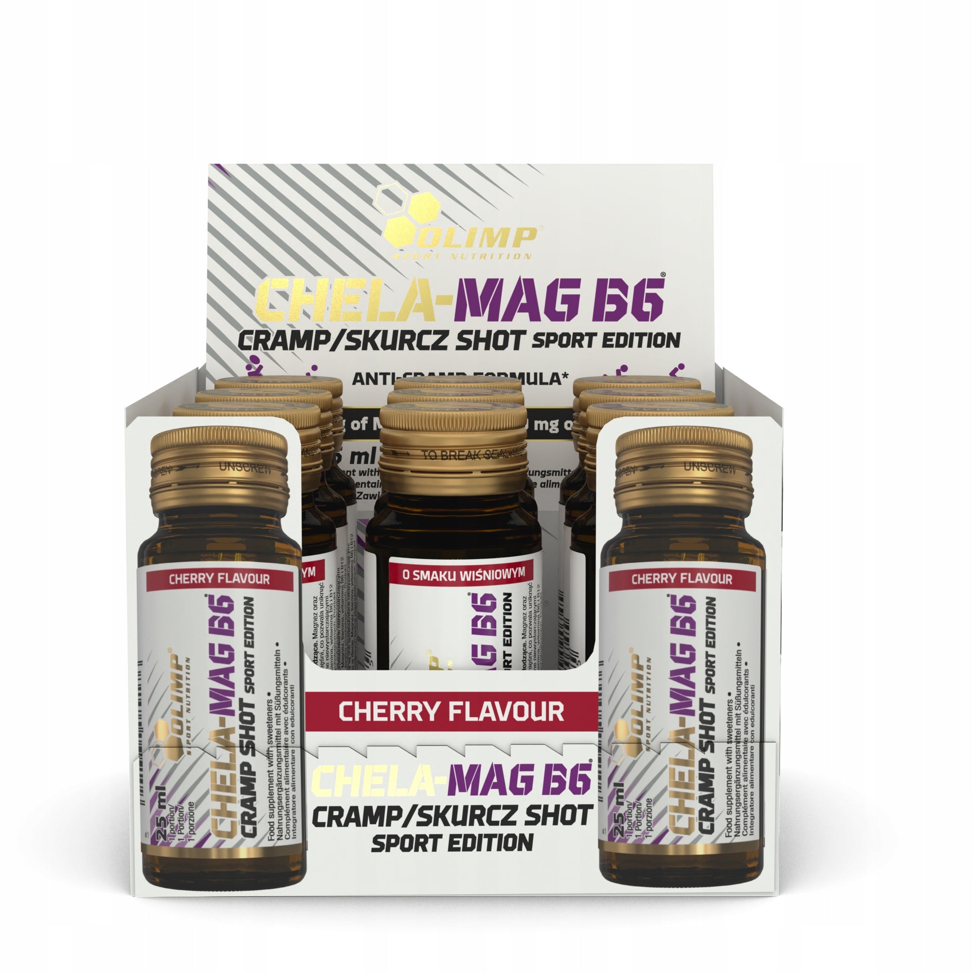 OLIMP CHELA-MAG B6 SHOT CONTRACTION 9x25ml MAGNESIUM BISGLIKINATE POTASSIUM VITAMIN Packaging status original
