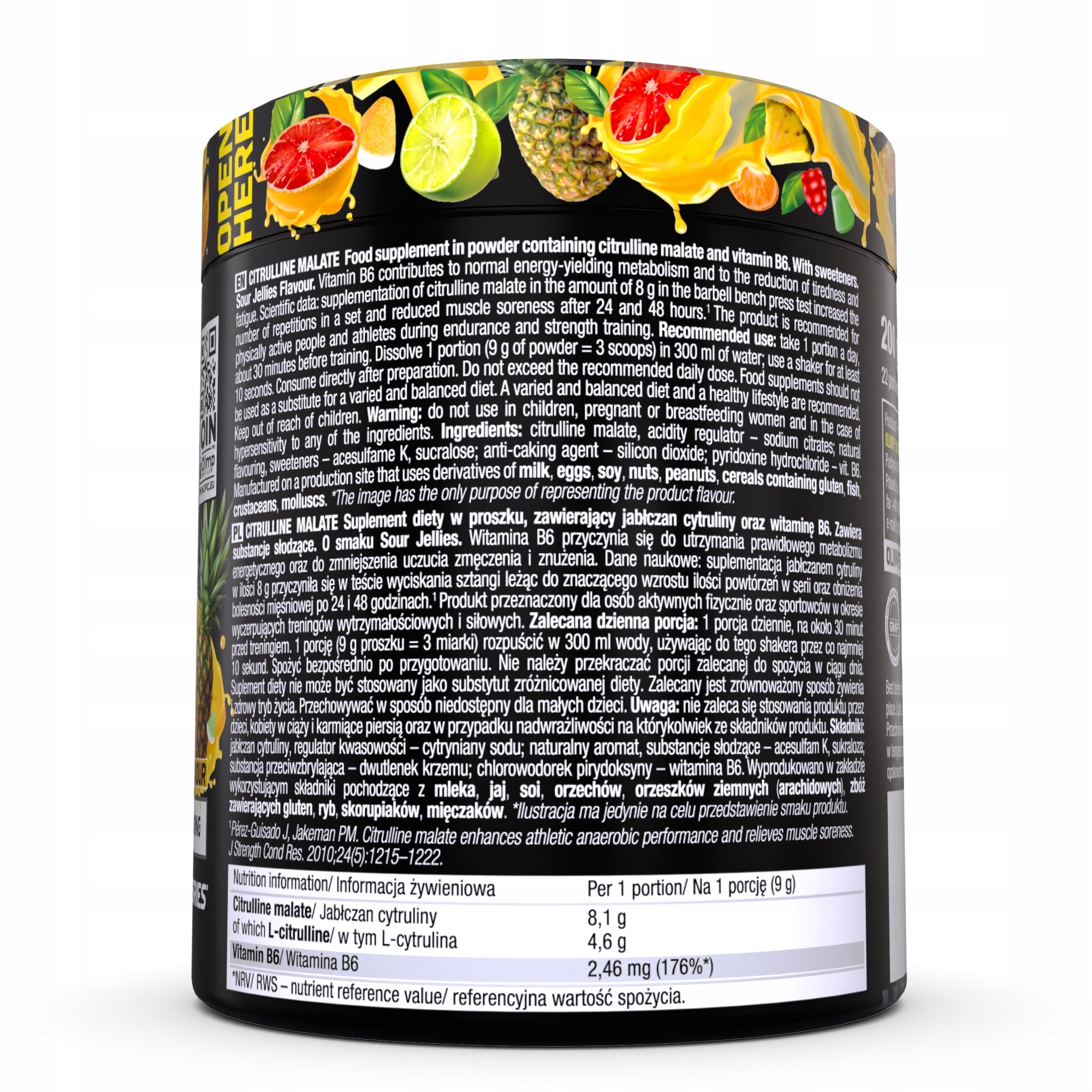OLIMP CITRULLINE MALATE 200G TASTE SOUR JELLIES FLAVOUR CITRULLINE PUMP STRENGTH Brand Olimp
