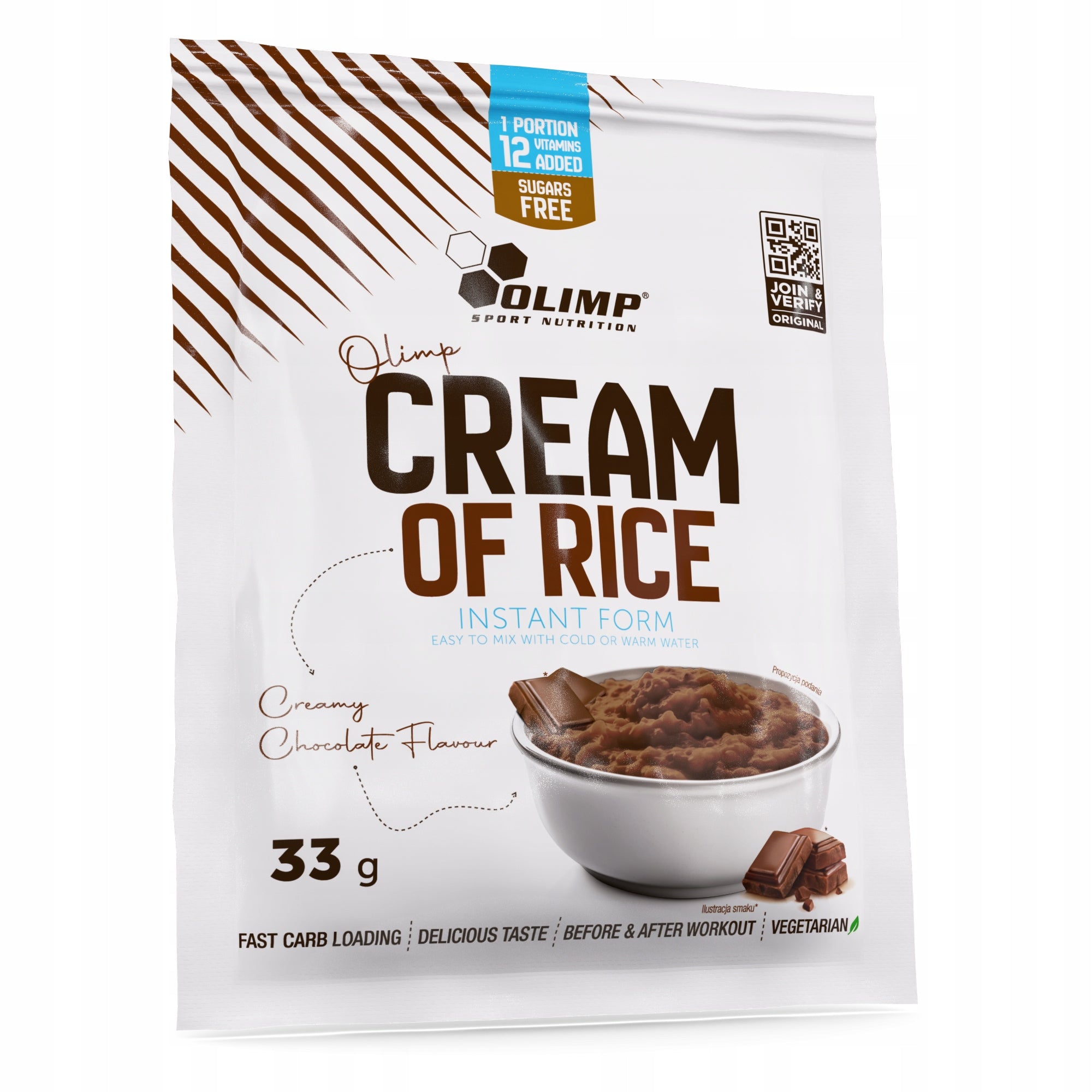 OLIMP Cream Of Rice 33g RICE GRUEL Ready Meal 26g carbo CHOCOLATE Packaging status original