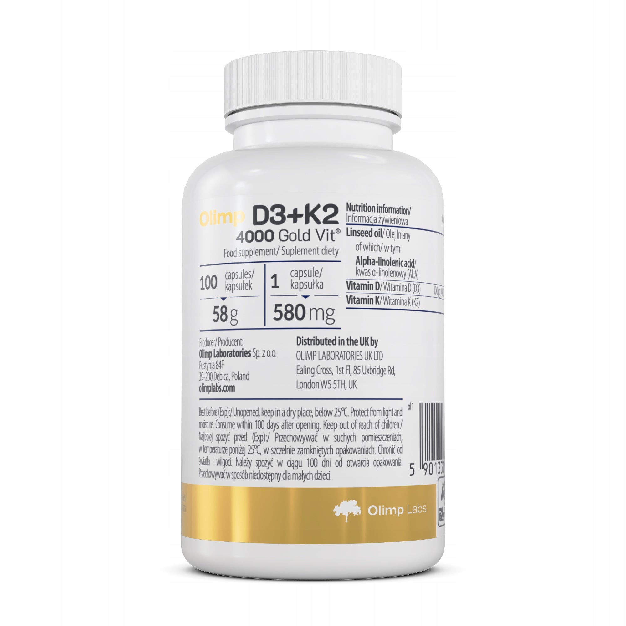 OLIMP D3+K2 4000 GOLD VIT 100 kaps VITAMIN D3 K2 IMMUNITY BONE HEALTH Packaging status original