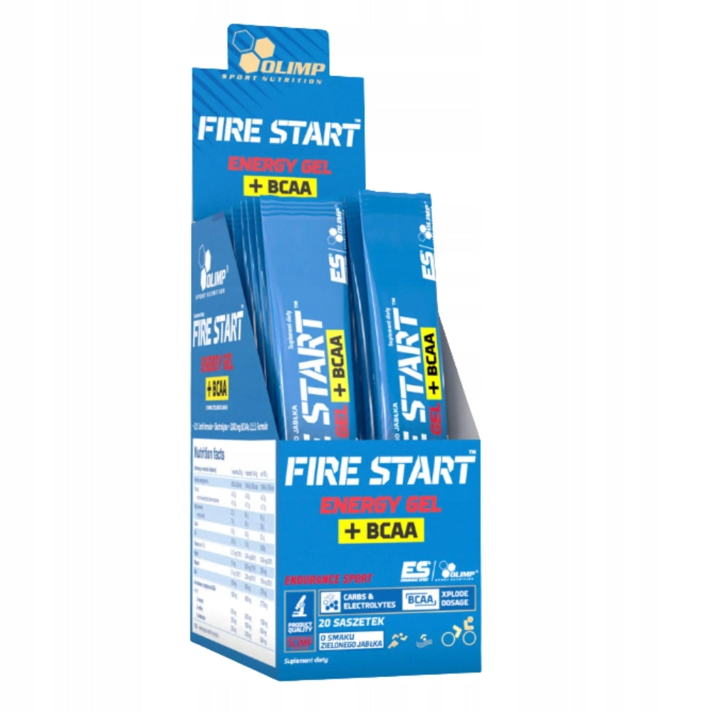 OLIMP FIRE START ENERGY GEL + BCAA CARBOHYDRATES FOR BETTER PERFORMANCE 12x36 g Expiration date at least six months from the date of purchase