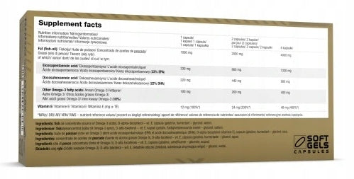 OLIMP GOLD OMEGA 3 65% SPORT EDITION 33% EPA 22 %DHA + VITAMIN E 120 CAPS. Manufacturer code 5901330030581