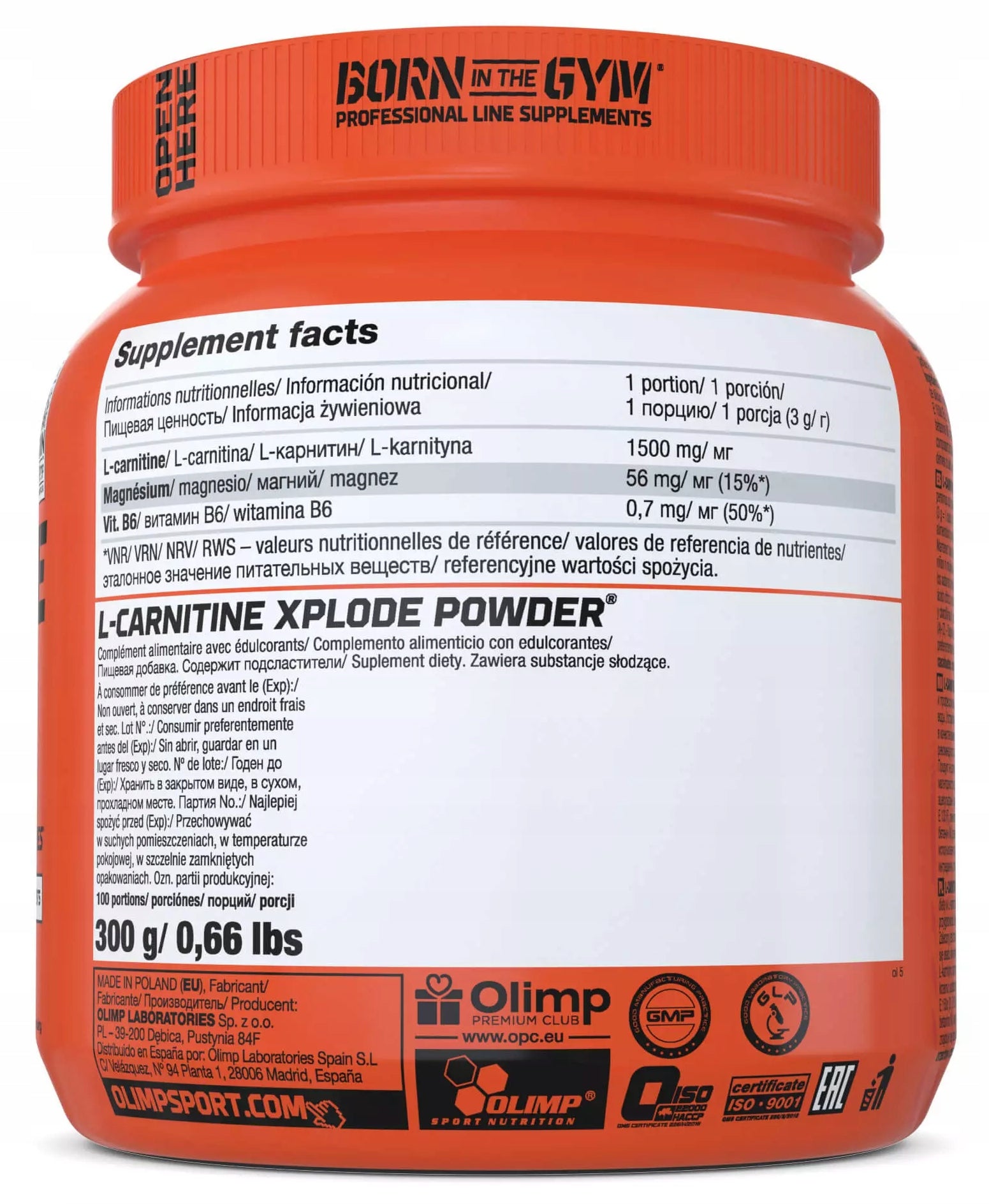 OLIMP L-Carnitine Xplode 300g Orange L-Carnitine Vitamin Magnesium Expiration date not specified