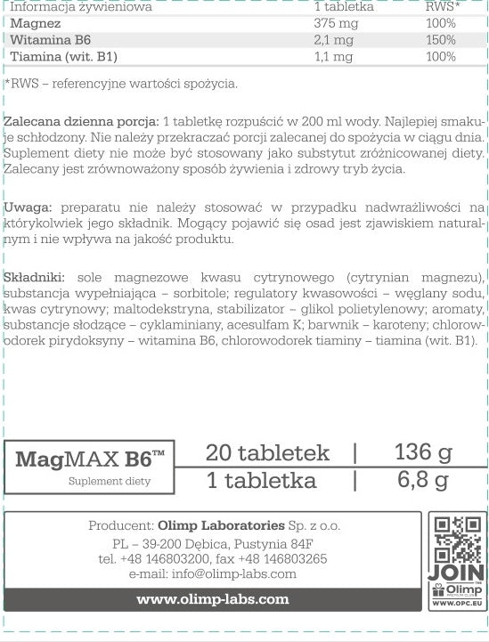 OLIMP MagMAX B6 orange flavour Expiration date not specified