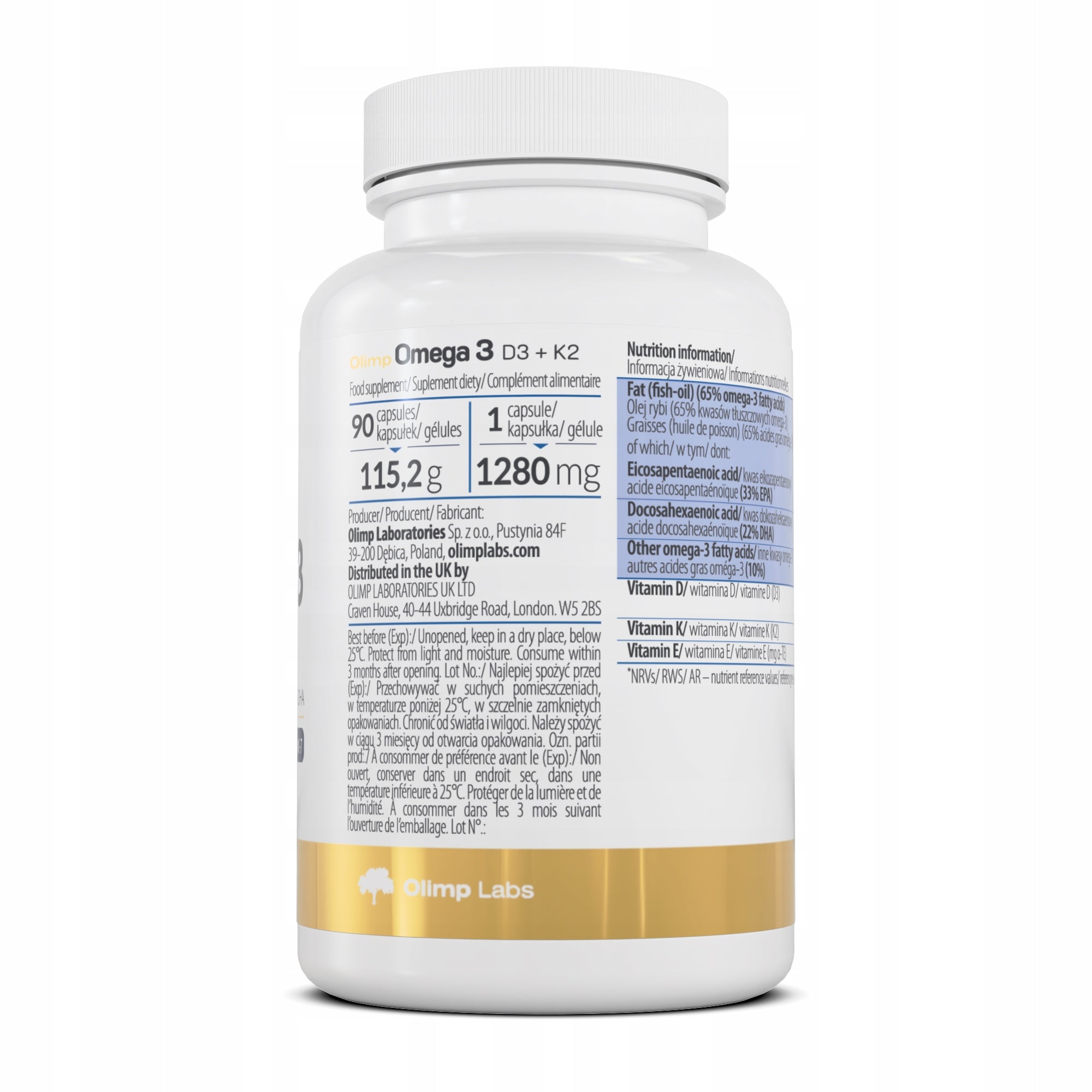 OLIMP OMEGA 3 D3+K2 90caps VITAMIN D3 VITAMINS EPA DHA BONE IMMUNITY Medical device no