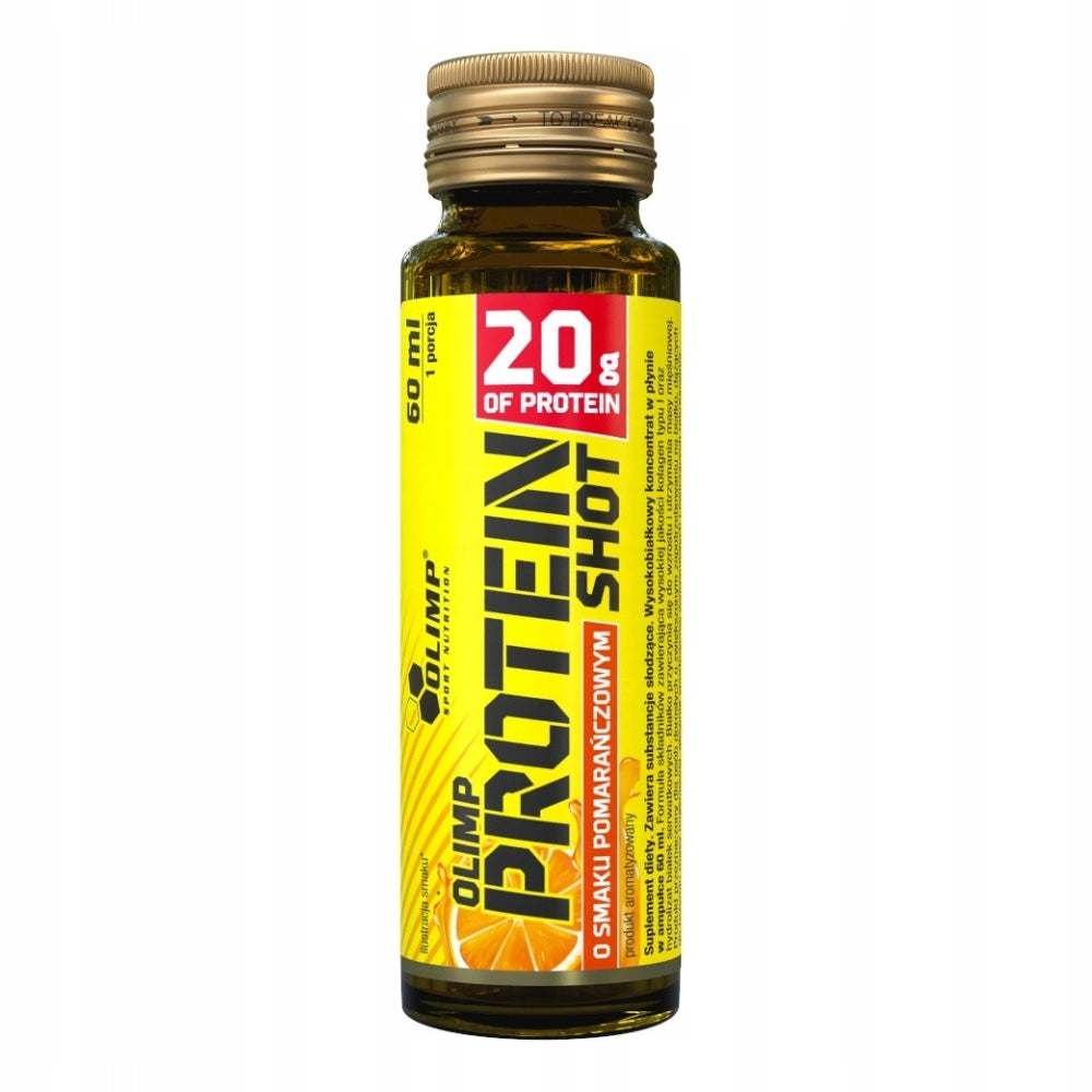 OLIMP PROTEIN SHOT 60ML GLASS AMPOULE WITH JUICE 20G PROTEIN Packaging status original