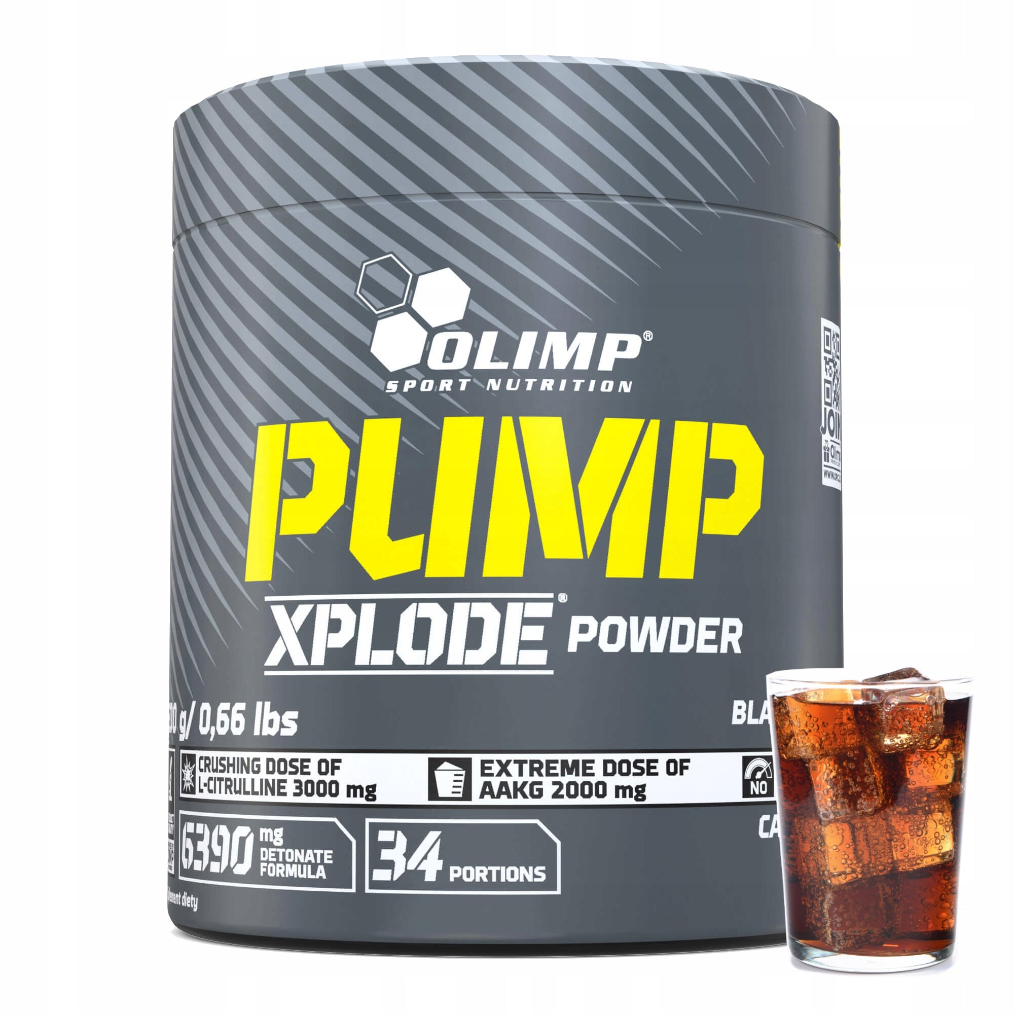 OLIMP PUMP XPLODE 300g PRE-WORKOUT CITRULLINE L-ARGININE AAKG FLAVOR COLA