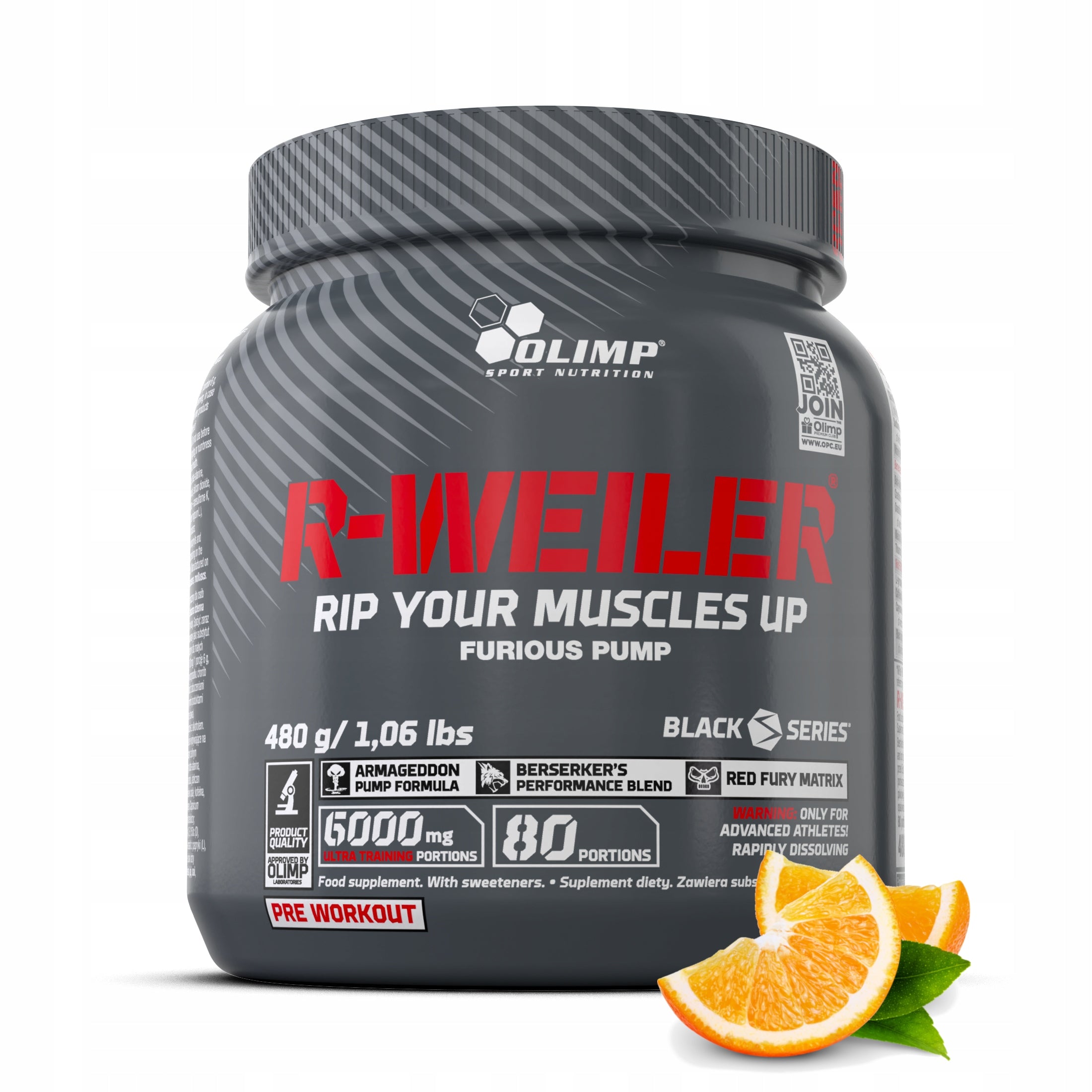 OLIMP R-WEILER 480g ARGININA CITRULLINE REDWEILER AAKG ORANGE FLAVOUR