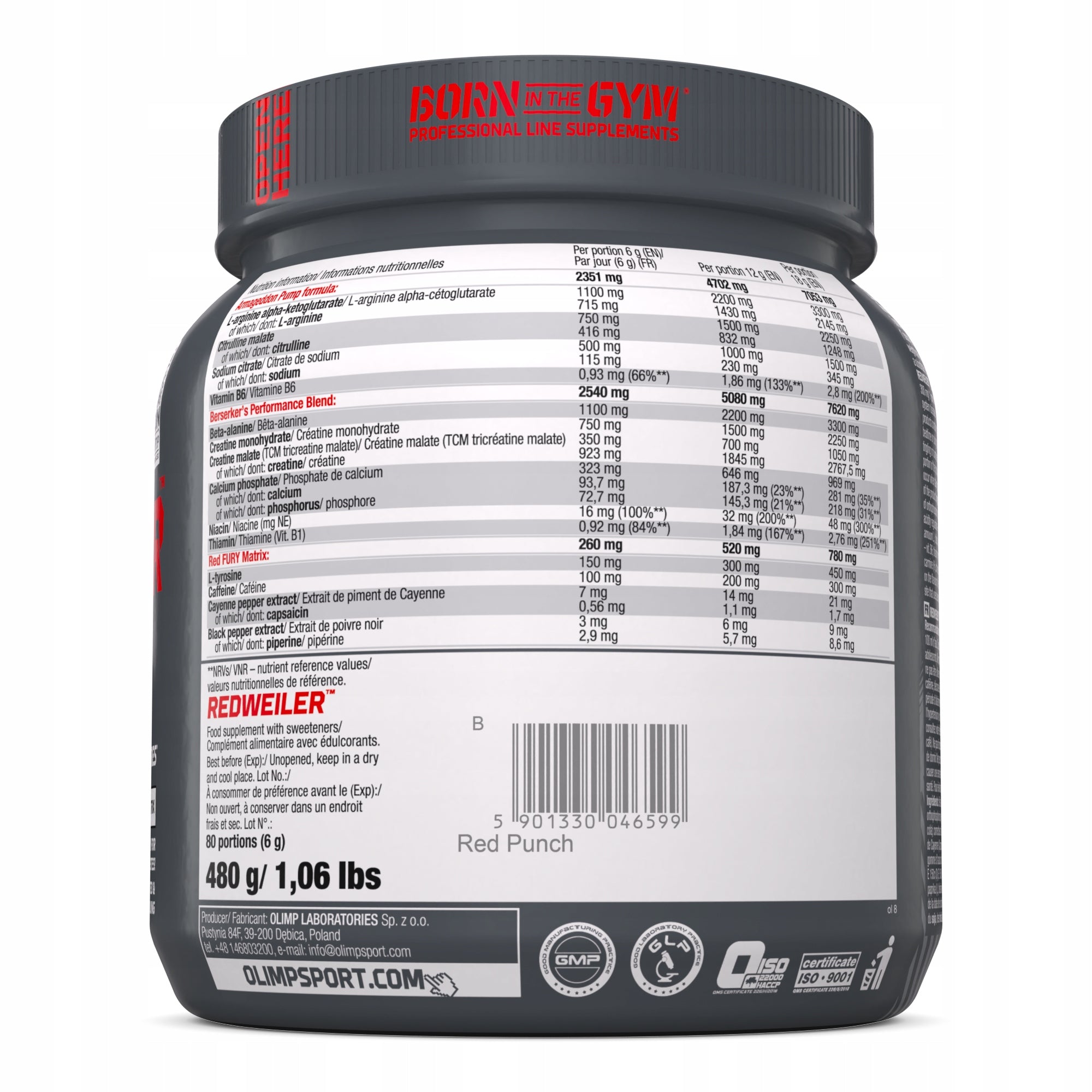 OLIMP R-Weiler 480g PUMP CREATINE ARGININE CITRULLINE VITAMINS - blueberry Expiration date at least 3 months from the date of purchase