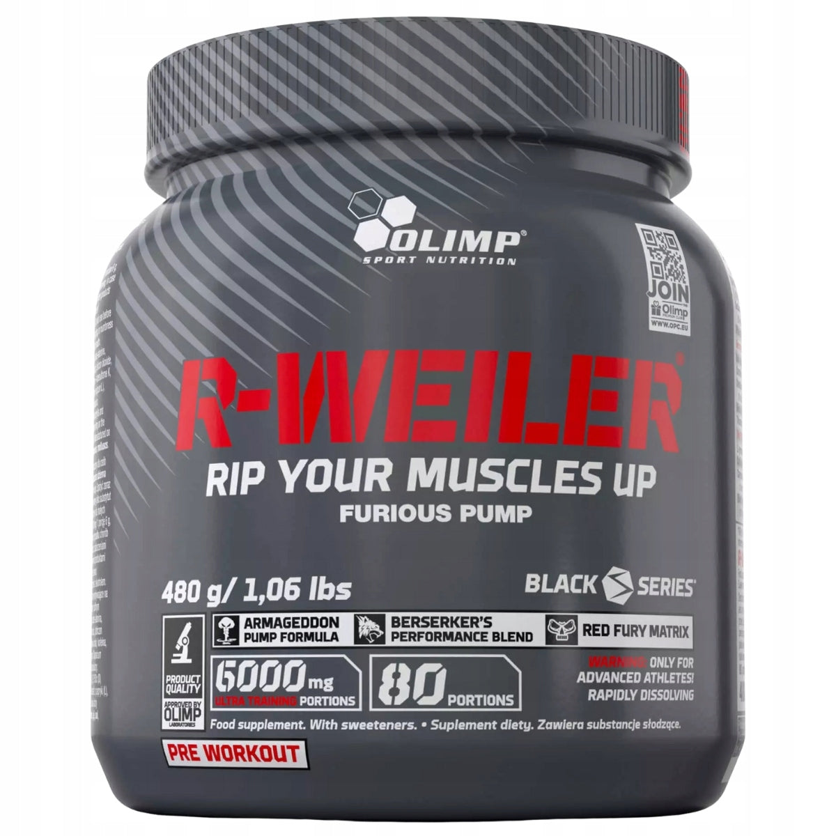 OLIMP REDWEILER 480g BETA ALANINE PRE-WORKOUT | MULTIFRUIT Expiration date at least six months from the date of purchase
