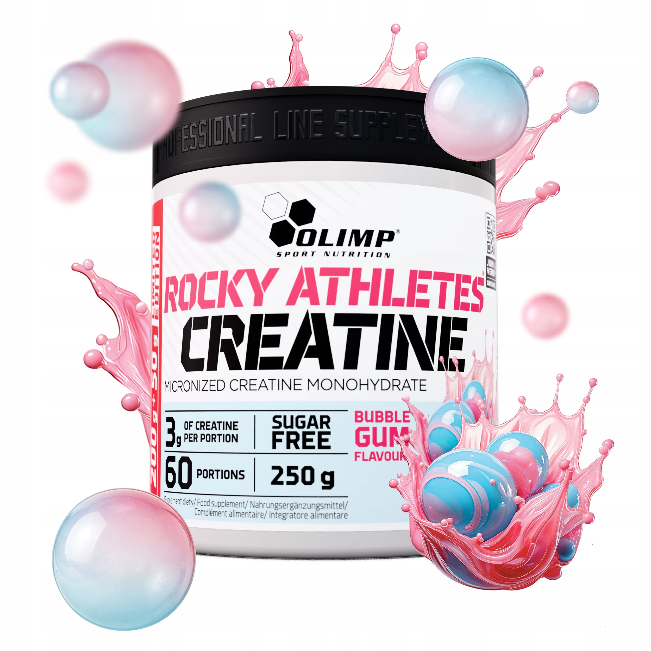 OLIMP ROCKY CREATINE 250g CREATINE MONOHYDRATE BALLOON GUM 114 SERVINGS Packaging status original