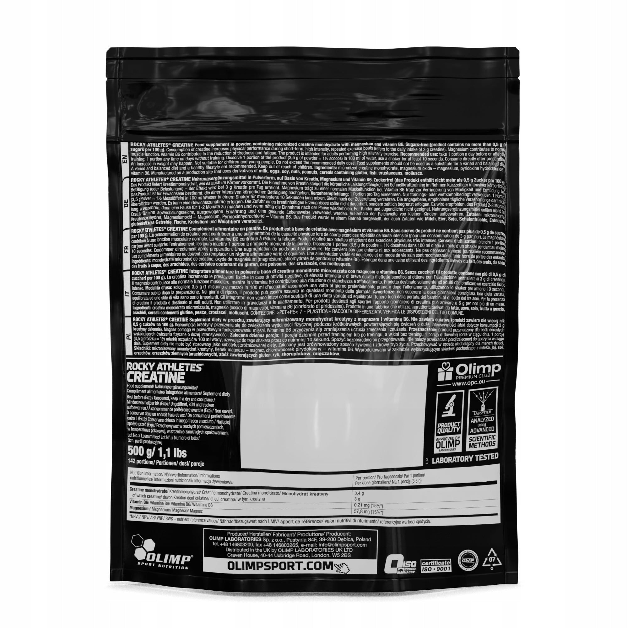 OLIMP ROCKY CREATINE 500g CREATINE MONOHYDRATE NATURAL SCOOP 140 SERVINGS Packaging status original
