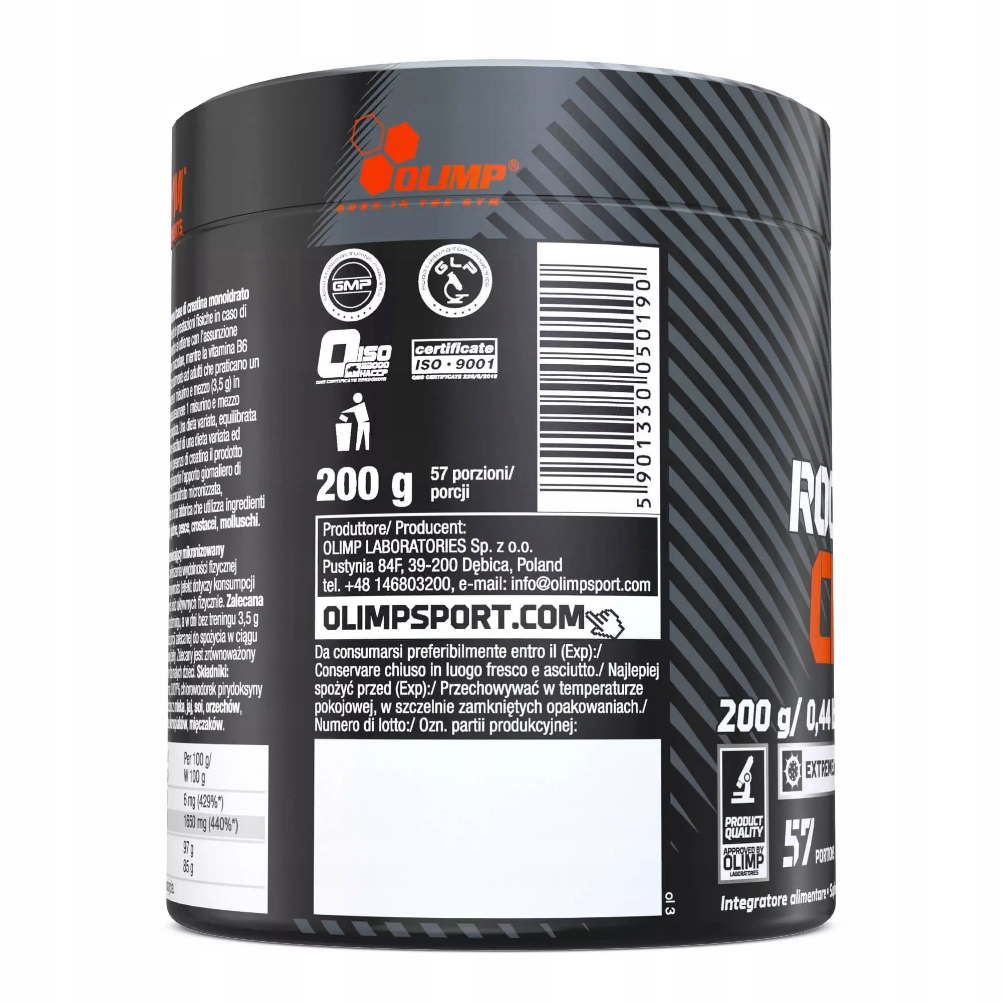 OLIMP Rocky Athletes Creatine 200 g CREATINE MONOHYDRATE VITAMIN MAGNESIUM Manufacturer code 5901330050190