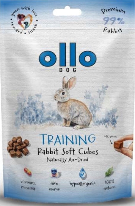 OLLO Air Dried Training Rabbit Cubes 80g Training Treats with Rabbit