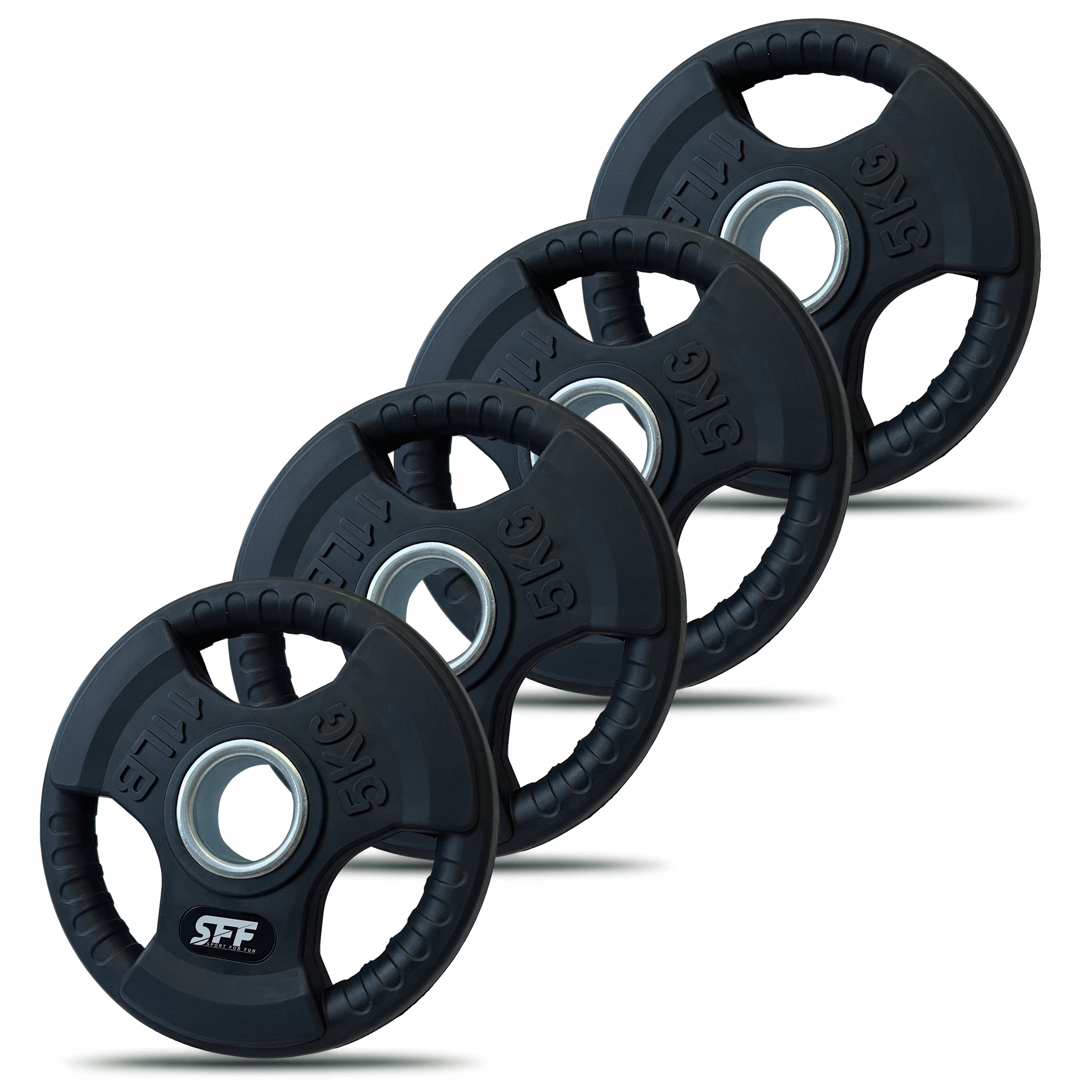OLYMPIC LOAD DISC 4x5KG RUBBERIZED 51MM DURABLE SOLID SET Manufacturer code SFF-4X5-ZESTAW-OBCIAZEN-OLIMPIJSKICH
