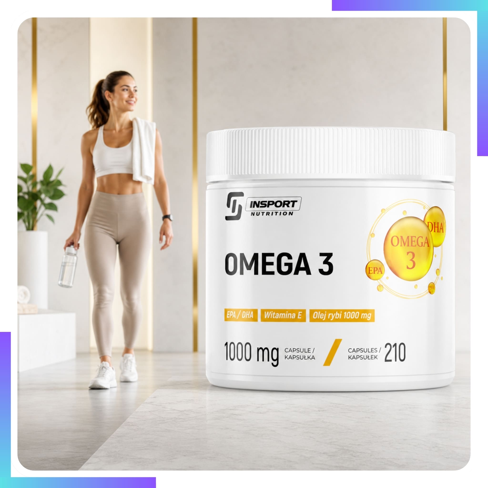 OMEGA 3 1000 mg 210 kap | EPA DHA + VITAMIN E | Brain Eyes Heart | INSPORT Expiration date at least 3 months from the date of purchase