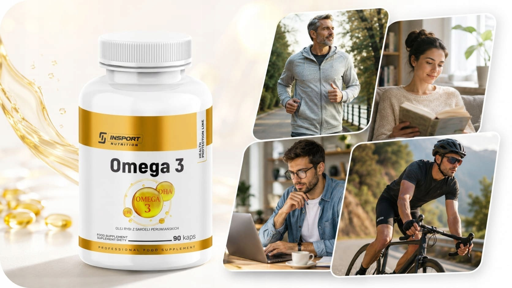 OMEGA 3 1000mg 90 kap EPA DHA Fish Oil Tran Brain Immunity Heart | INSPORT Number of pieces 90 pcs