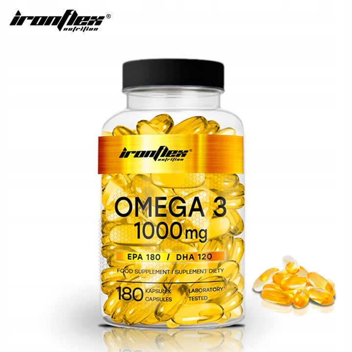 OMEGA 3 1000mg IronFlex FATTY ACIDS 180 capsules EPA + DHA fish oil Medical device no