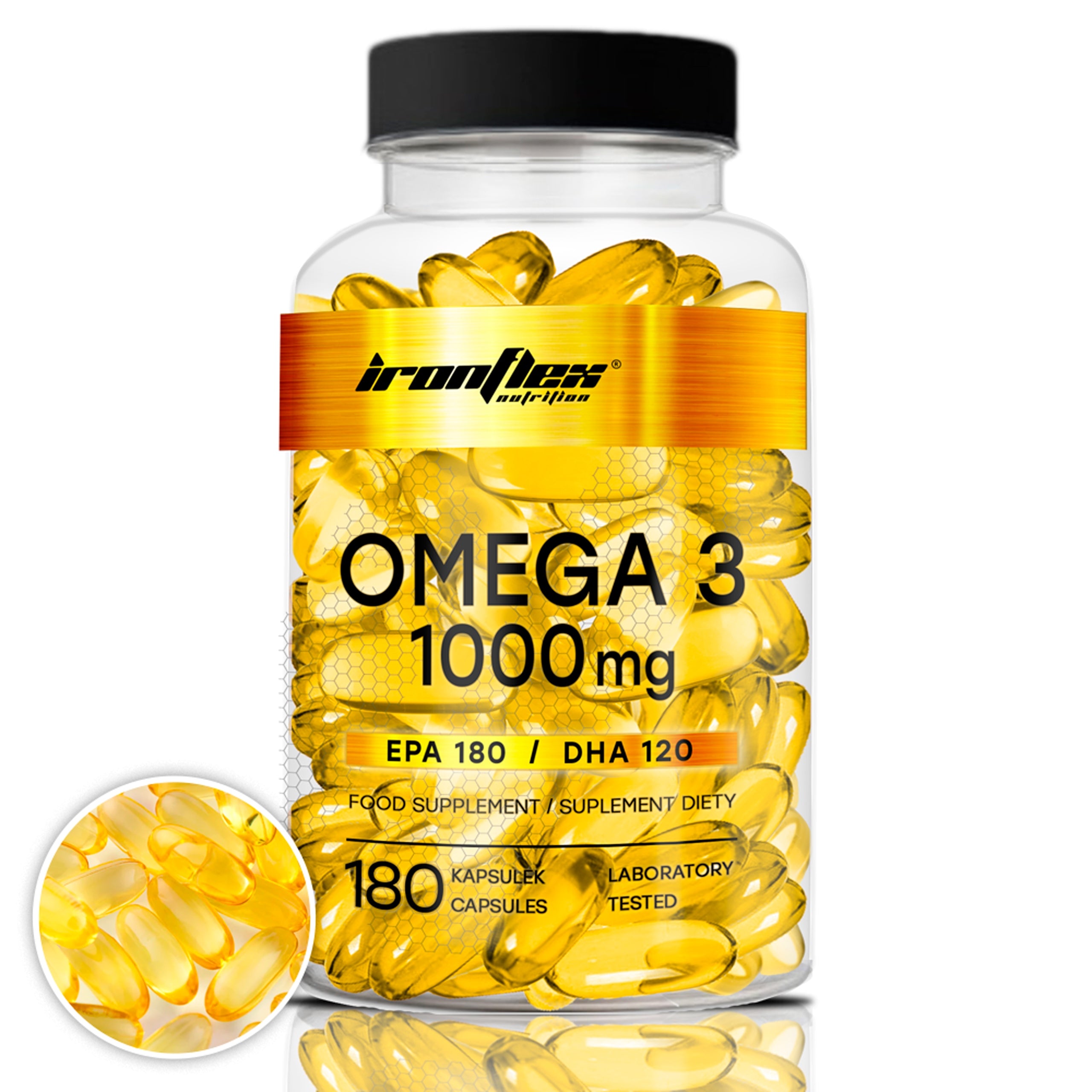 OMEGA 3 1000mg IronFlex FATTY ACIDS 180 capsules EPA + DHA fish oil
