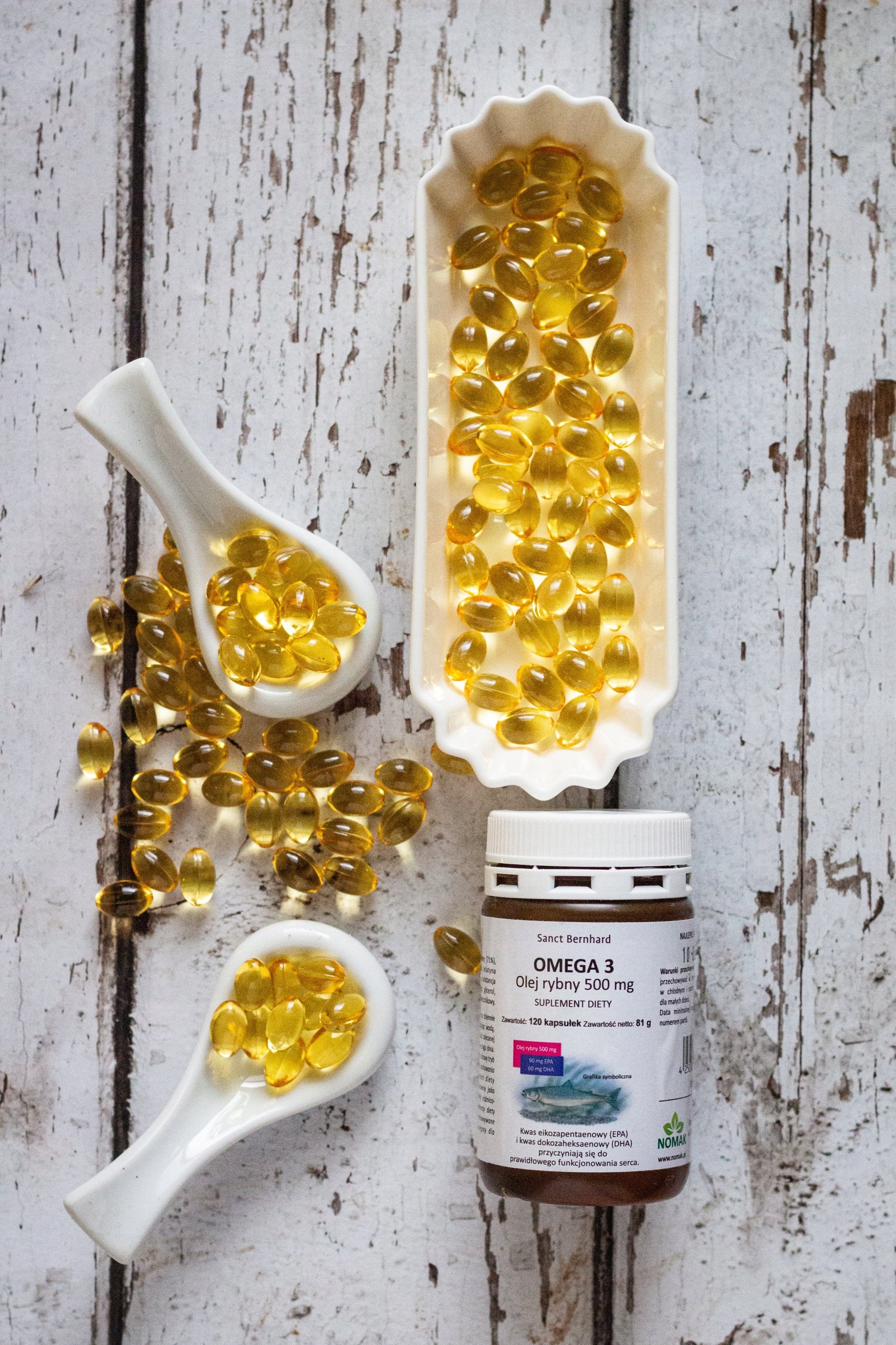 OMEGA 3 120 kaps, fish oil, EPA DHA, heart support, 500 mg, NOMAK Manufacturer code 4250382204923