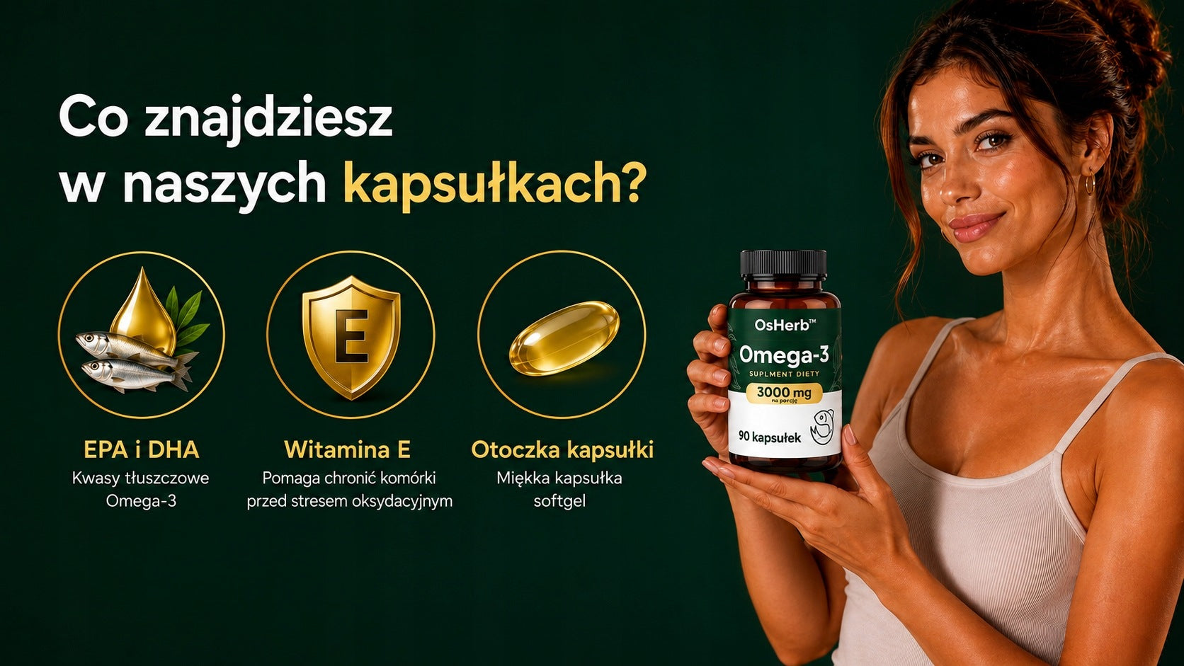 OMEGA 3 3000 MG FROM FISH + Vitamin E TRAN FISH OIL SUPPORTS THE HEART BRAIN VISION Packaging status original