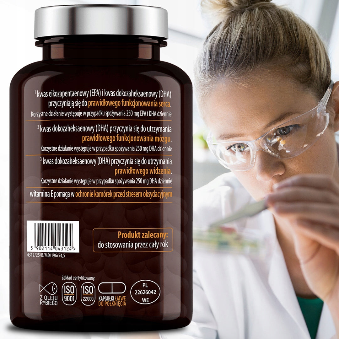OMEGA 3 3000 MG Pacific Fish Oil + Vitamin E Heart Brain Vision EPA DHA Basic ingredient omega-3 fatty acids