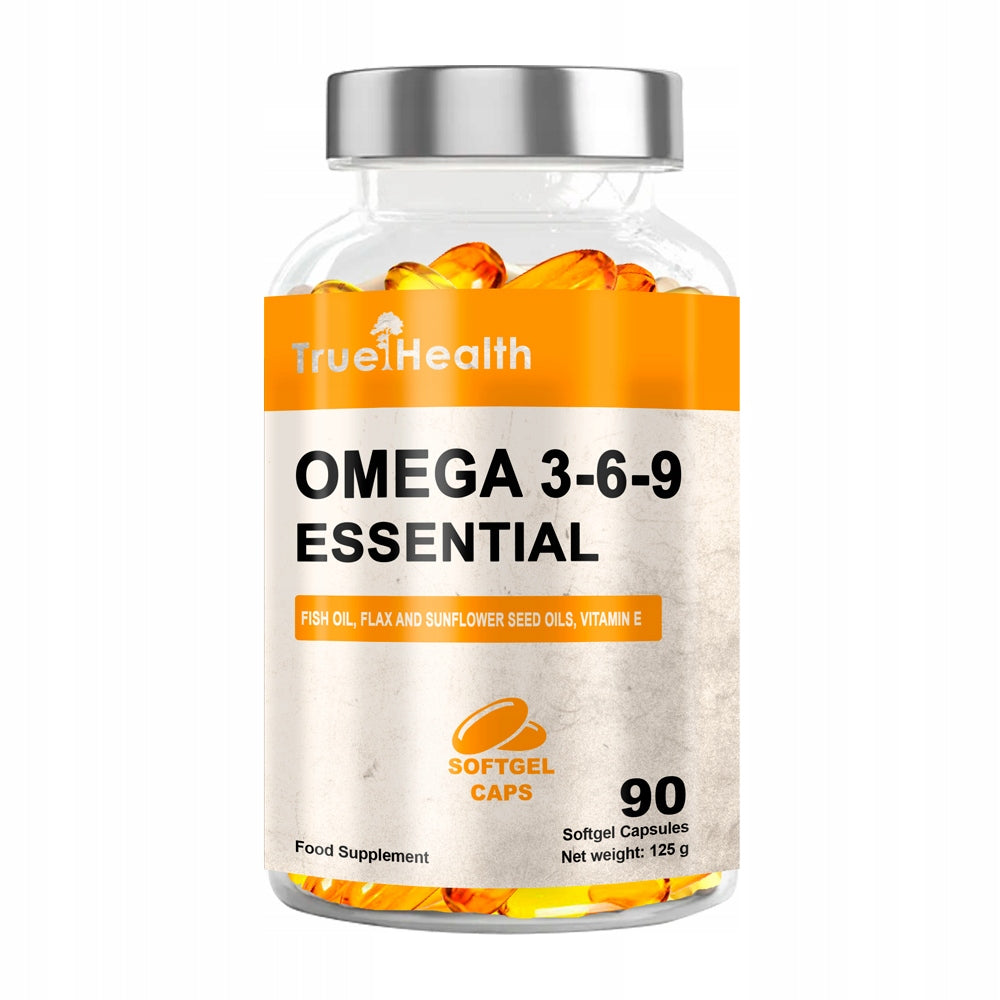 OMEGA 3-6-9 90caps FATTY ACIDS EPA DHA FISH OIL + VIT E TRUE HEALTH