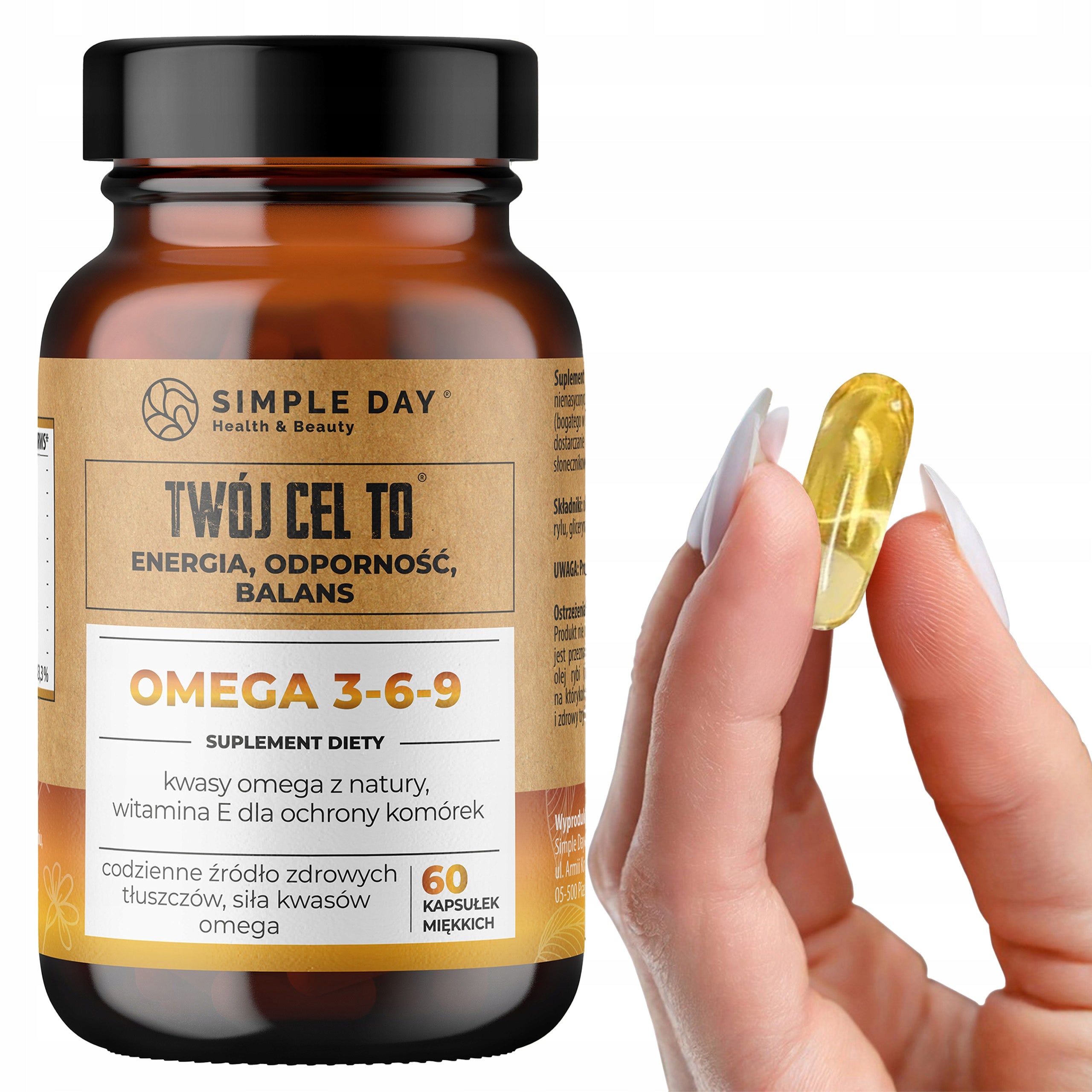 OMEGA 3-6-9 ACIDS DHA EPA Fish Oil + Flaxseed Oil + Vitamin E 60 kaps 369