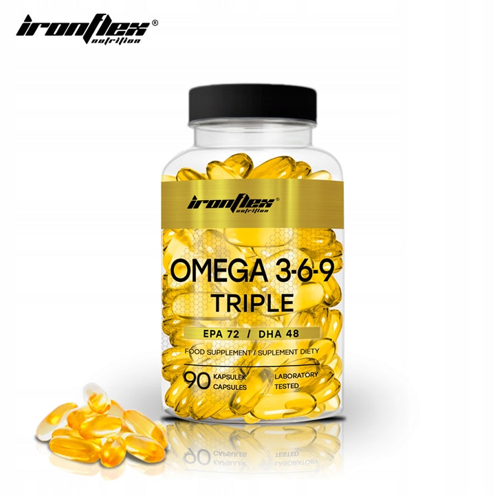 OMEGA 3-6-9 IronFlex 90 kap FATTY ACIDS EPA DHA Fish Oil Linen Wit E Medical device no