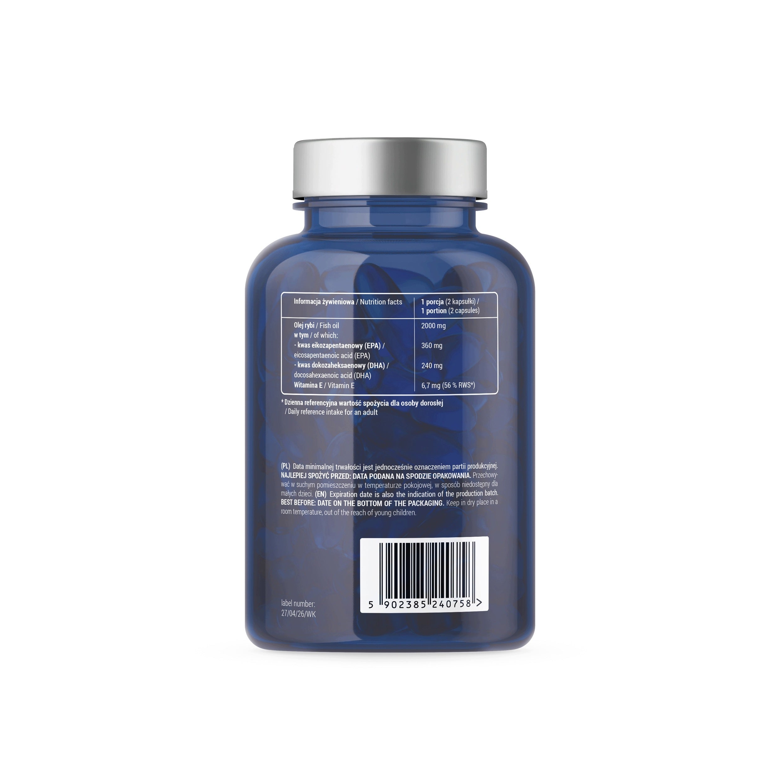 OMEGA 3 FITMAX FATTY ACIDS 90 capsules EPA + DHA fish oil 1000 mg Manufacturer code FMX_OM_3