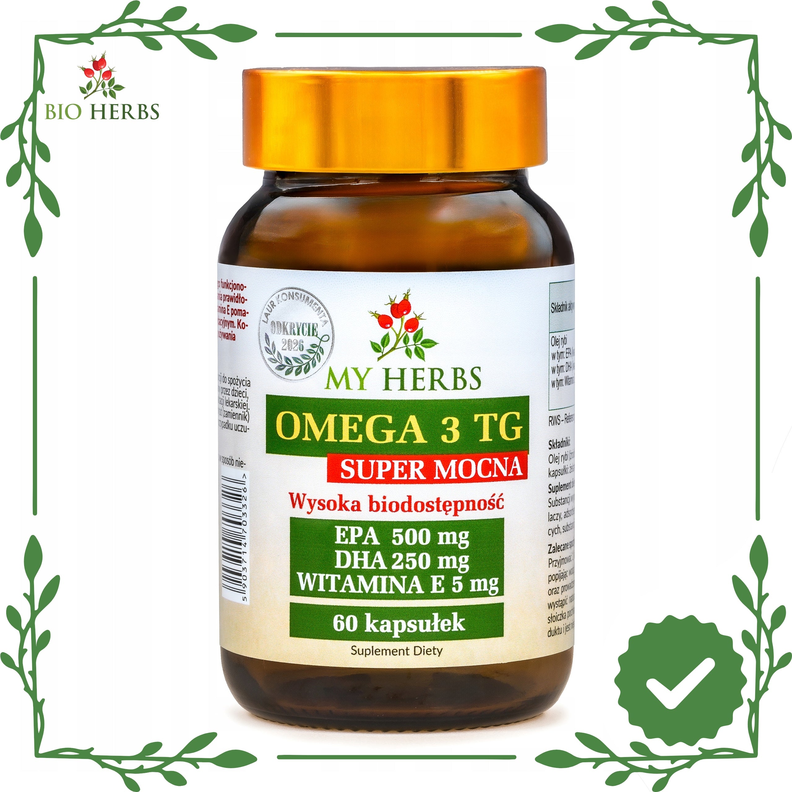 OMEGA 3 TG SUPER STRONG EPA 1000 DHA 500 PER SERVING 60 KAPS HIGH BIOAVAILABLE Medical device no