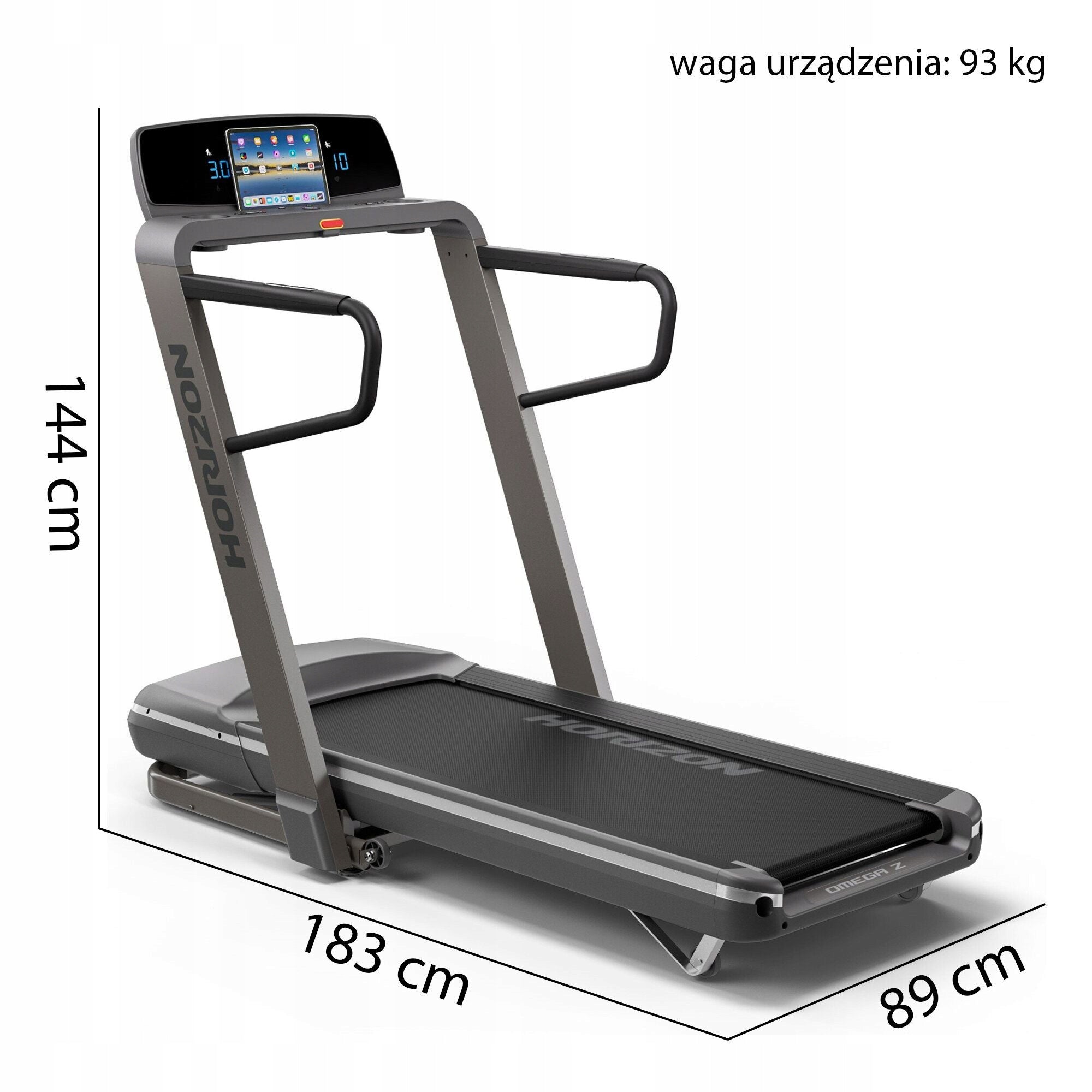 OMEGA Electric Training Treadmill With Horizon Fitness Gray + Mat Kind electric